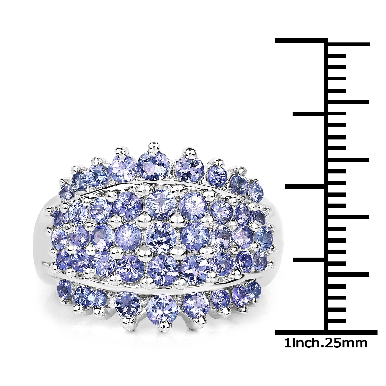 2.35 Carat Genuine Tanzanite .925 Sterling Silver Ring