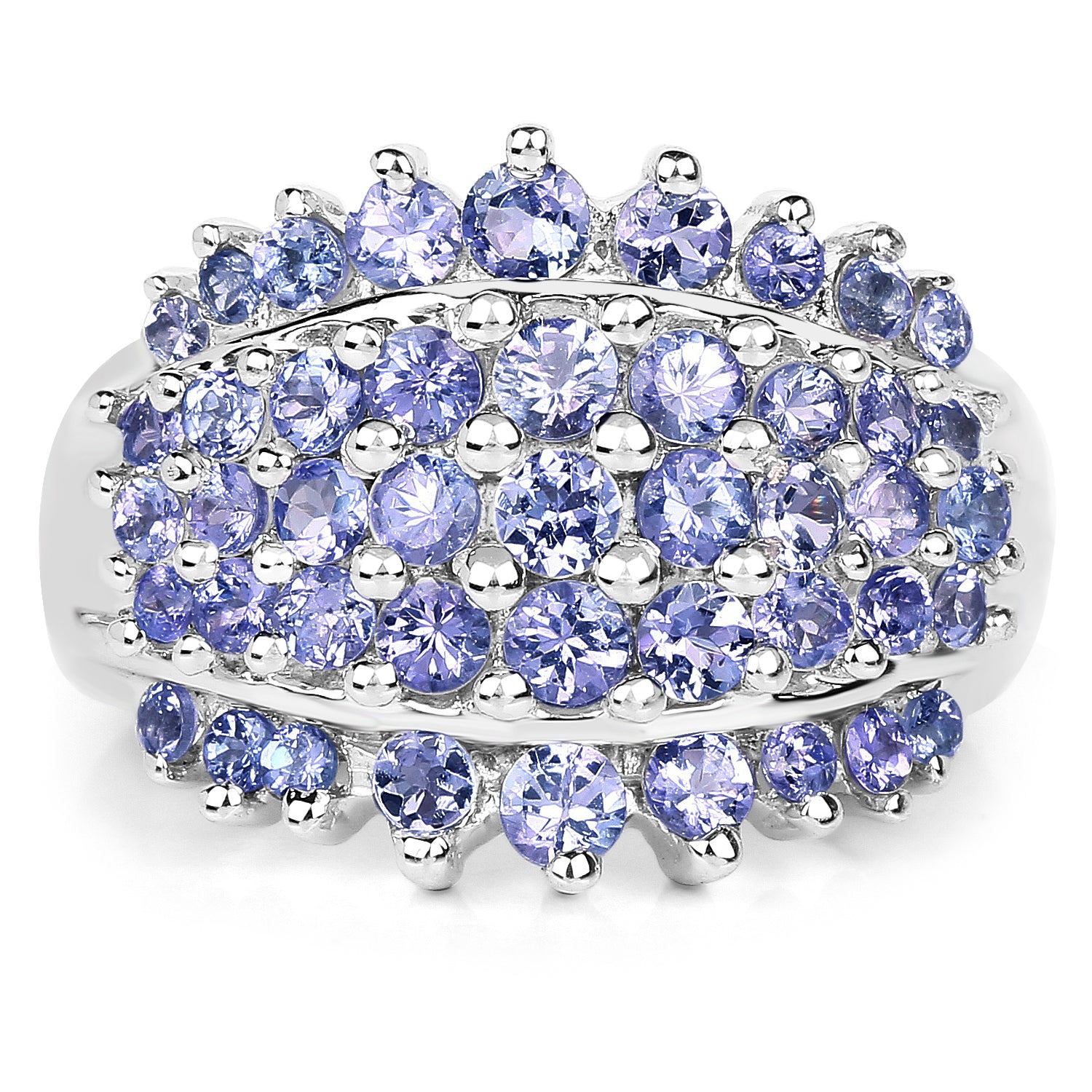 2.35 Carat Genuine Tanzanite .925 Sterling Silver Ring