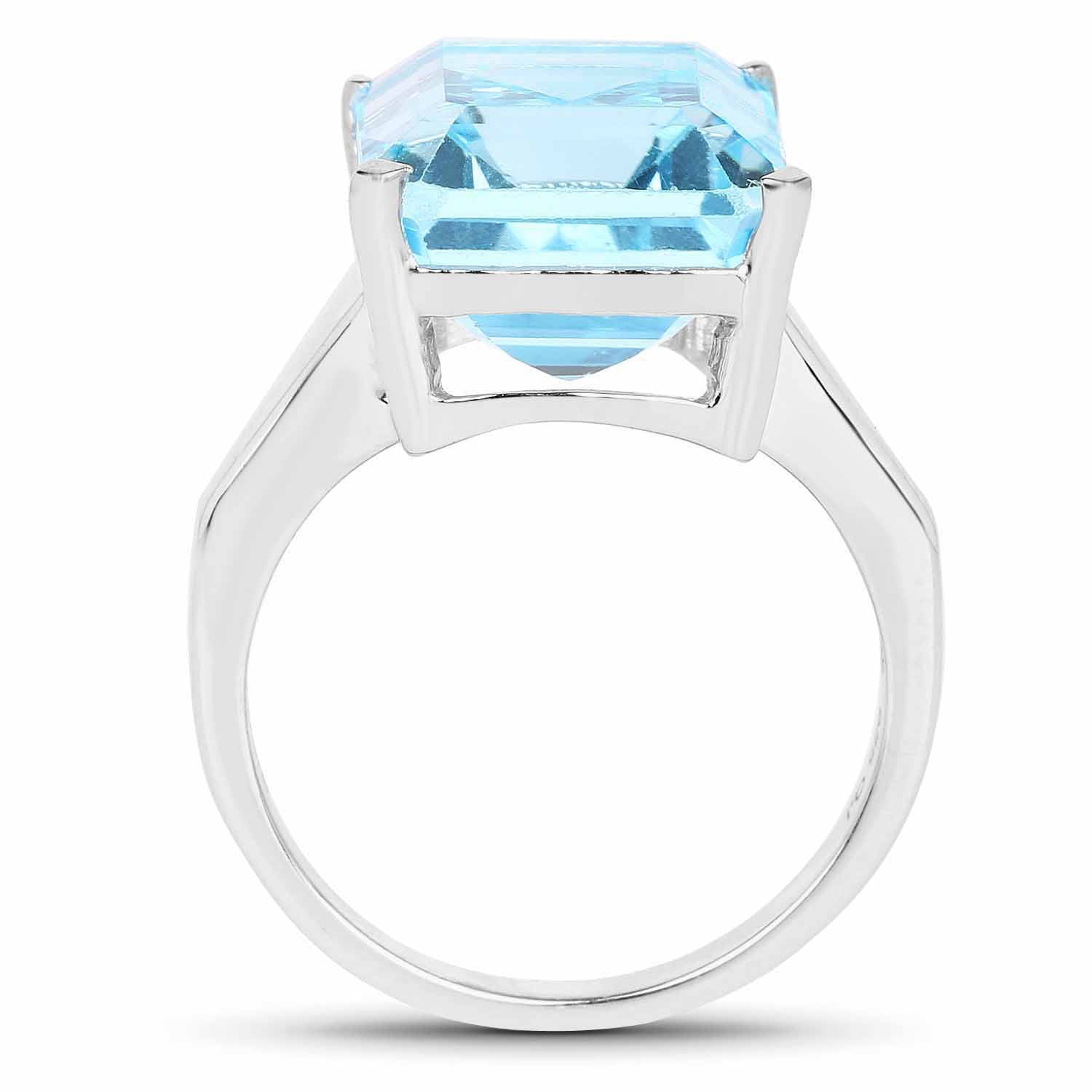 Bague en argent sterling avec topaze bleue véritable 13.70 carats .925