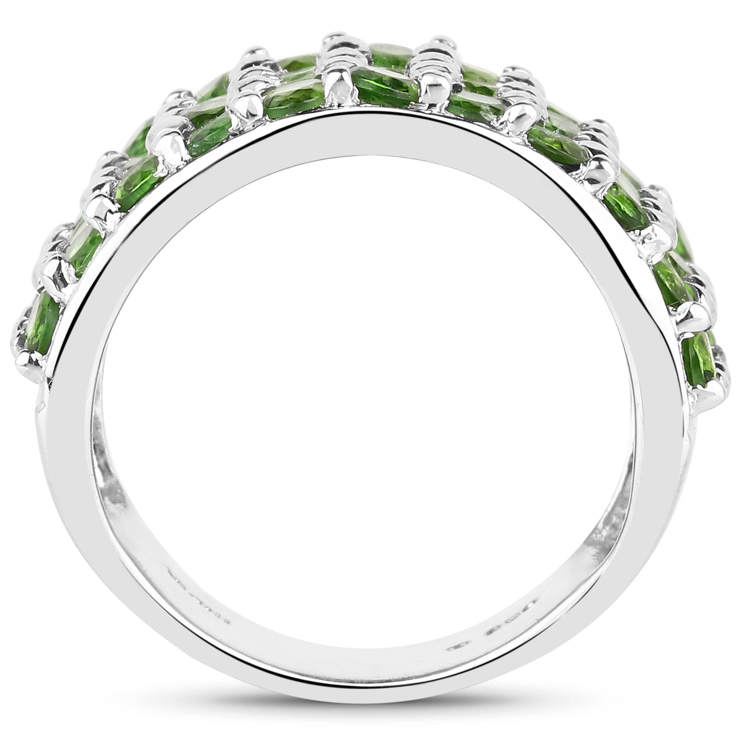 3.08 Carat Genuine Chrome Diopside .925 Sterling Silver Ring