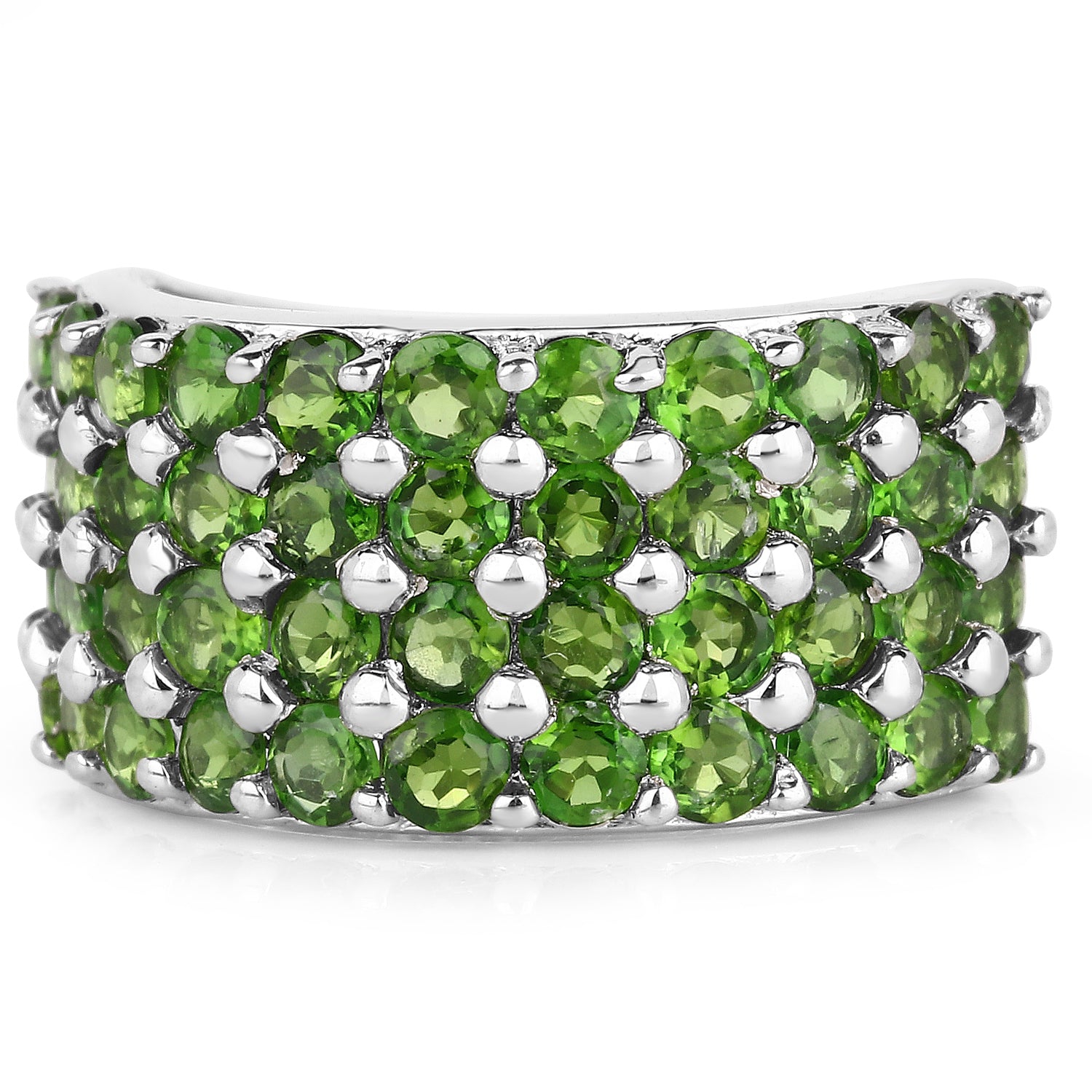 3.08 Carat Genuine Chrome Diopside .925 Sterling Silver Ring