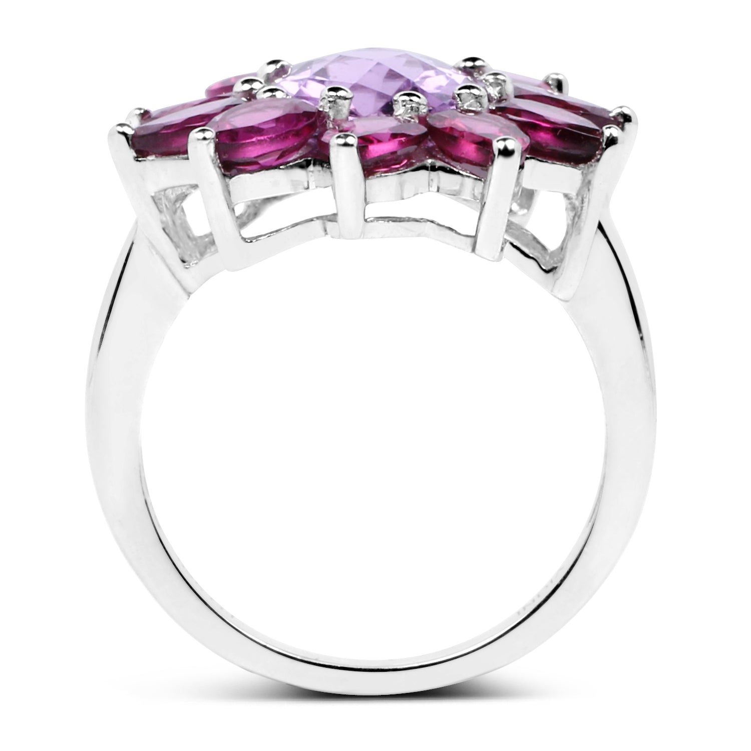 5.65 Carat Genuine Amethyst & Rhodolite .925 Sterling Silver Ring