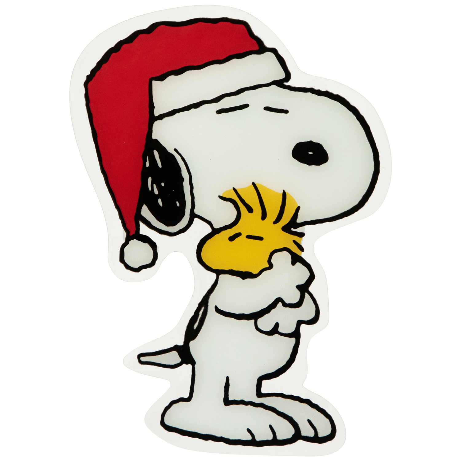 Peanuts Snoopy Hugs Woodstock Double Sided Christmas Window Cling Decoration - 7"