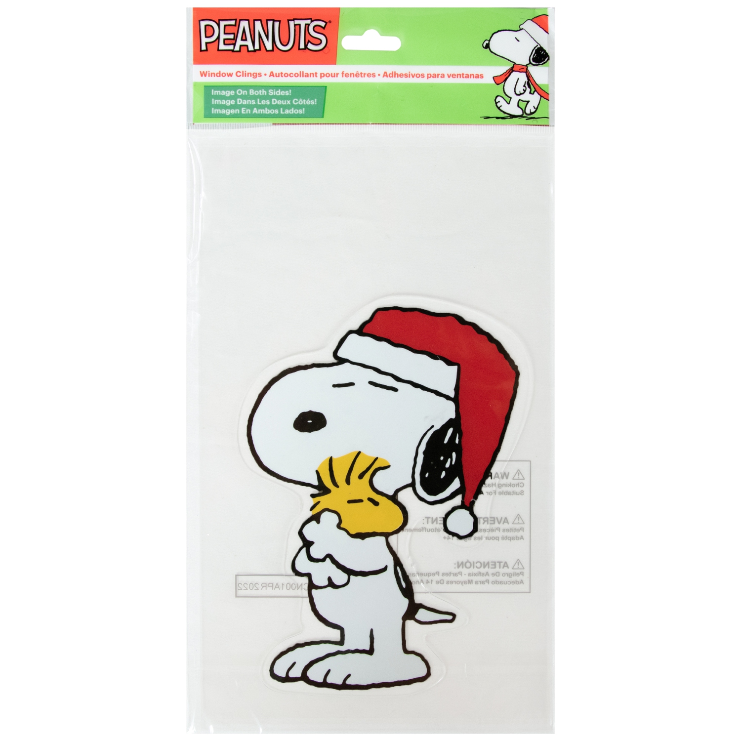 Peanuts Snoopy Hugs Woodstock Double Sided Christmas Window Cling Decoration - 7"