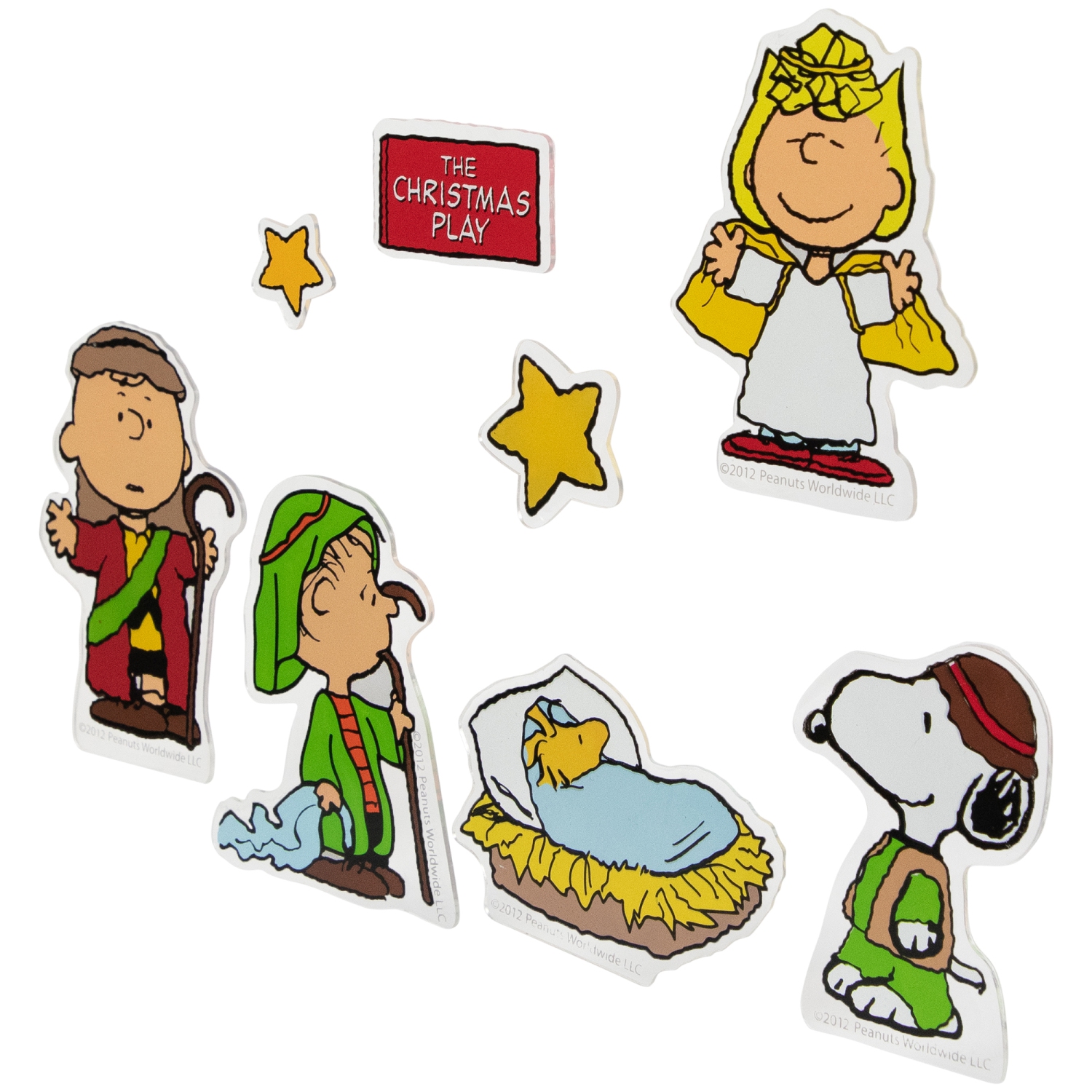 8-Piece Peanuts Christmas Nativity Double Sided Window Cling Decorations