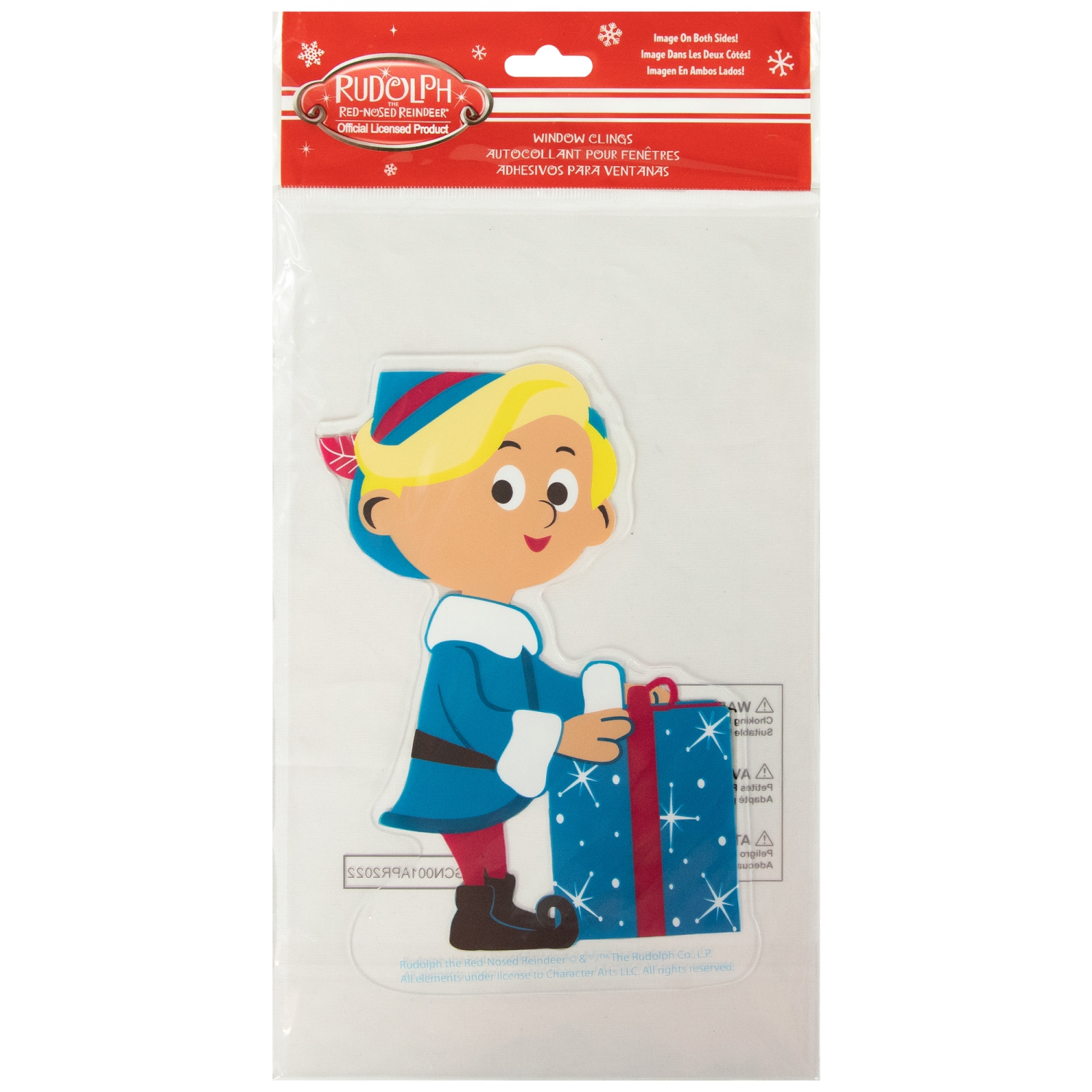 Décoration de fenêtre Hermey de 7 po avec décoration de Noël en gel à deux côtés