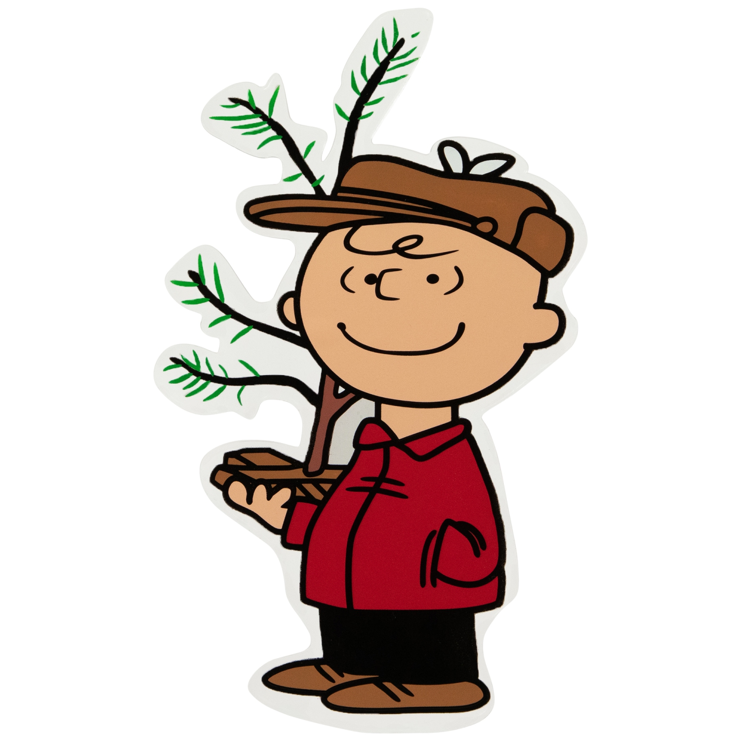 Peanuts Charlie Brown with Iconic Tree Double Sided Christmas Window Cling Decoration