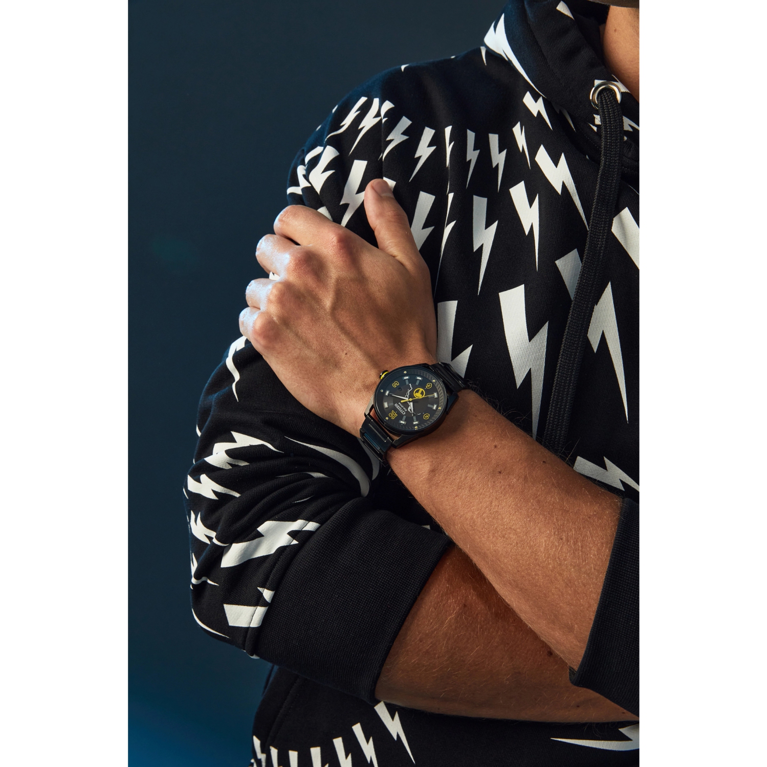 Marvel Mens Thor Japanese Eco-Drive Watch 42mm Black Stainless Steel Case and Bracelet with Black Dial