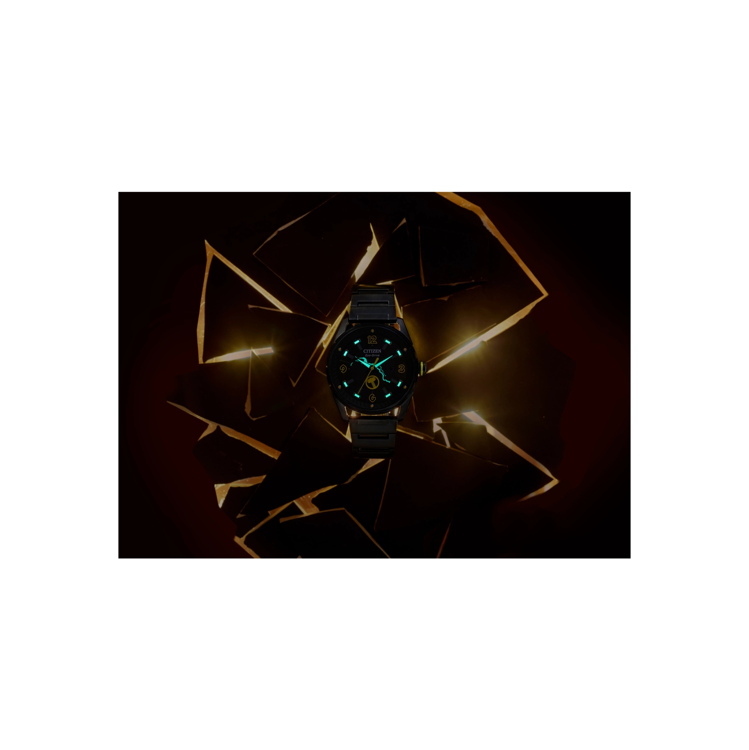 Marvel Mens Thor Japanese Eco-Drive Watch 42mm Black Stainless Steel Case and Bracelet with Black Dial