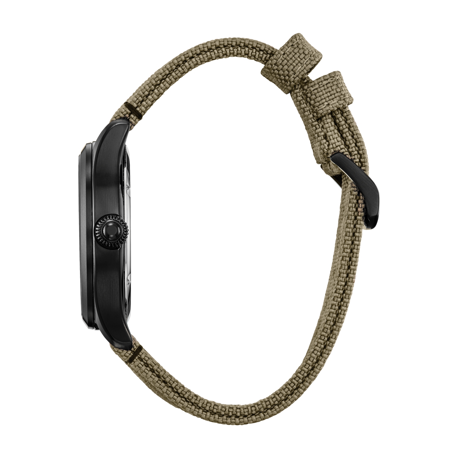 Montre pour homme Yoda japonais Eco-Drive 42&nbsp;mm de Star Wars, boîtier inox noir, bracelet nylon beige, cadran brun