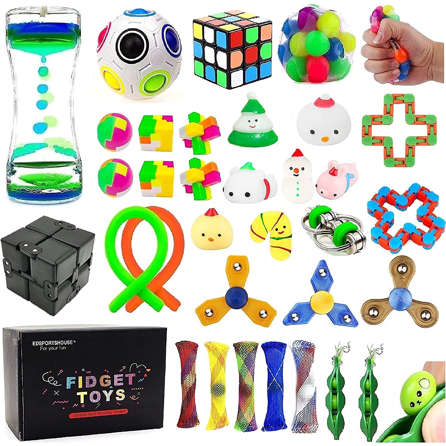 32 Pack Sensory Fidget Toys Set Stress Relief Kits for Kids Adults, Stocking Stuffers,School Classroom Rewards Carnival Part