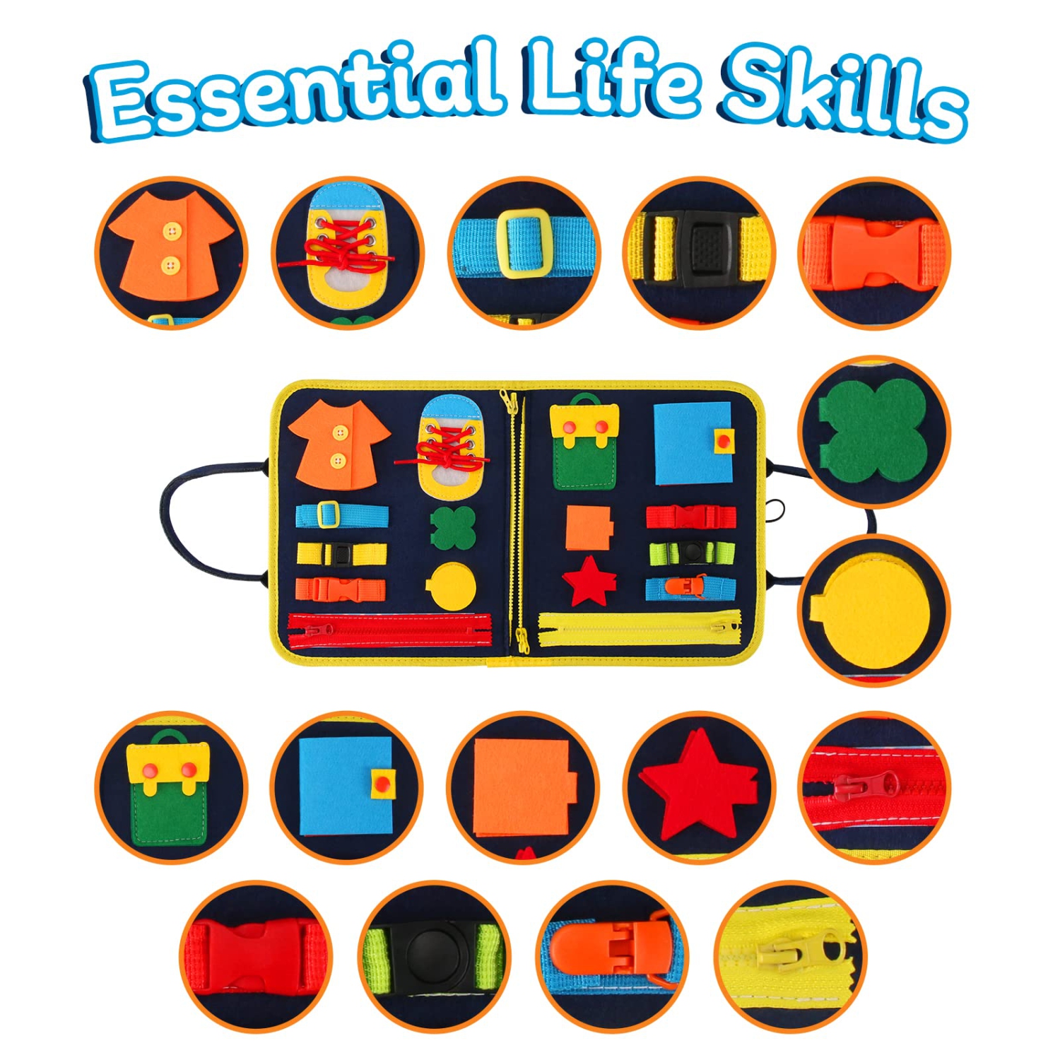 Busy Board – jouets Montessori pour enfants thèmes amovibles multiples jouets de voyage pour tout-petits jouets sensoriels Montessori Busy Book