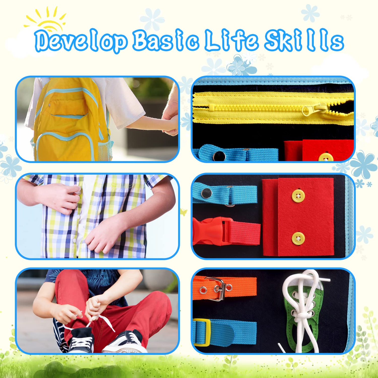 Toddlers Busy Board, Montessori Toys for 1-4 Year Old Boys Girls Kids Fine Motor Skills and Learning Activities, Sensory Boo