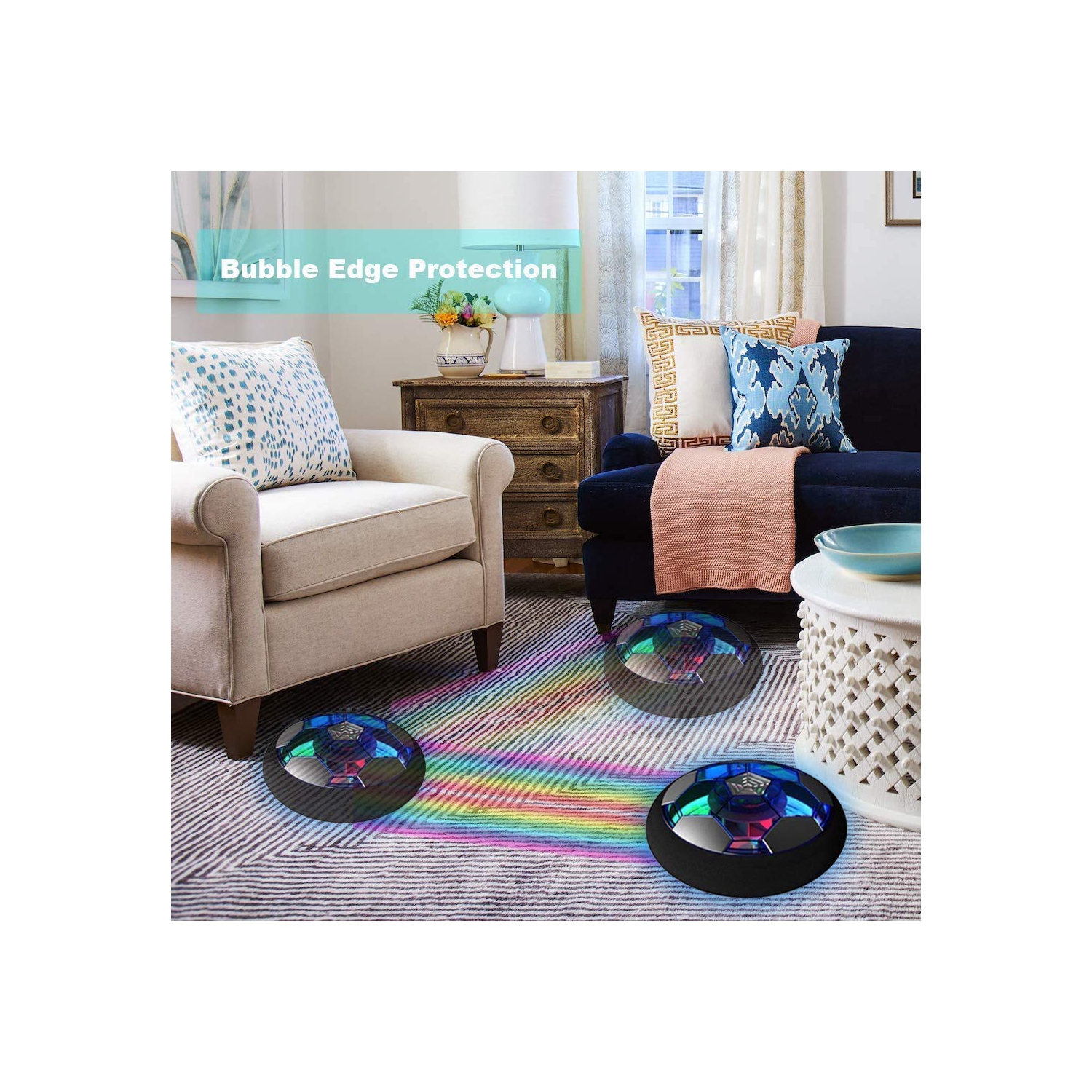 Hover Soccer Ball Kids Toys, USB Rechargeable Hover Ball with Protective Foam Bumper and Colorful LED Lights for 3 4 5 6 7 8