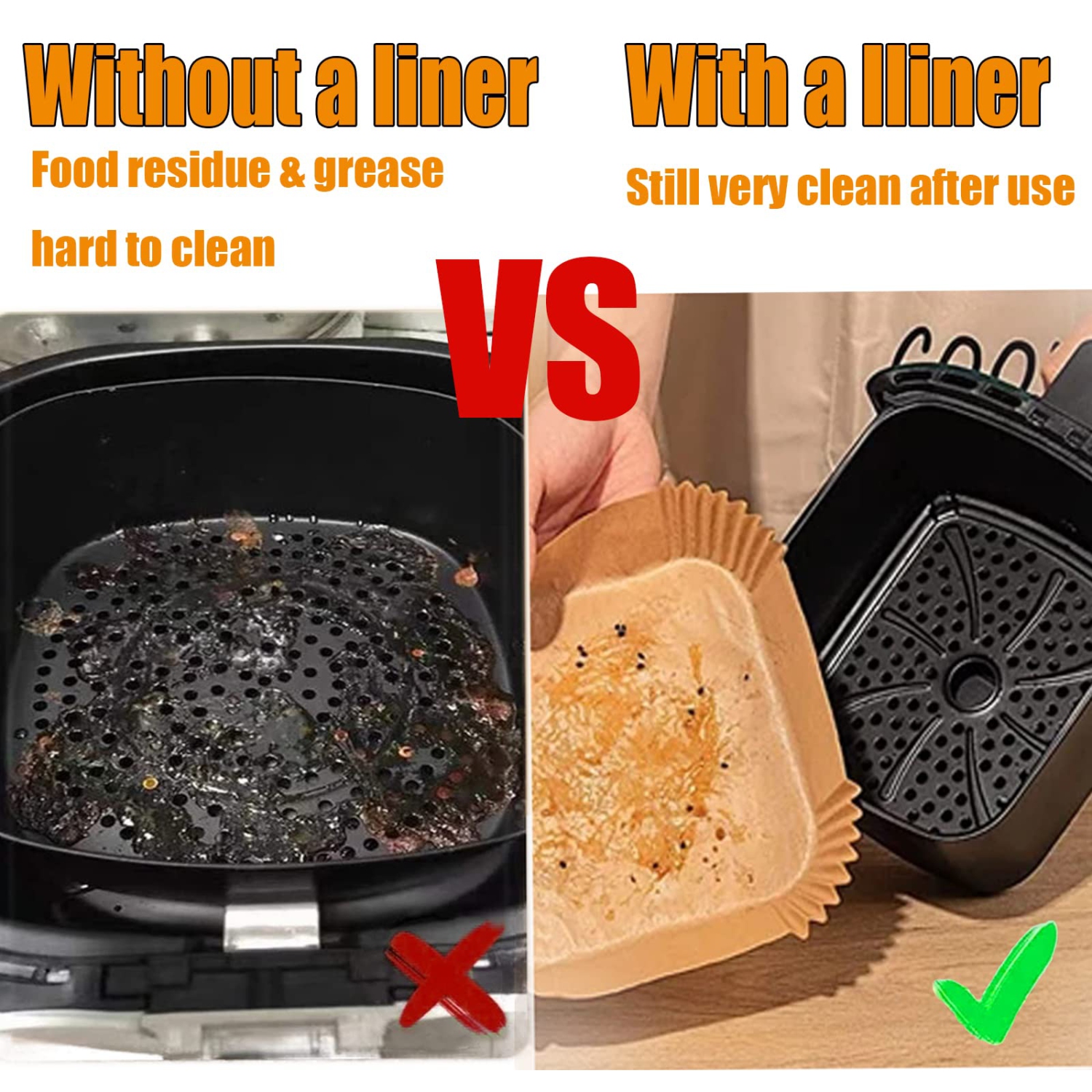 Air Fryer Disposable Paper Liners 9 inch Square, for 6QT-10QT Air Fryer Microwave Oven Frying Pan,100PCS Large Parchment Pap