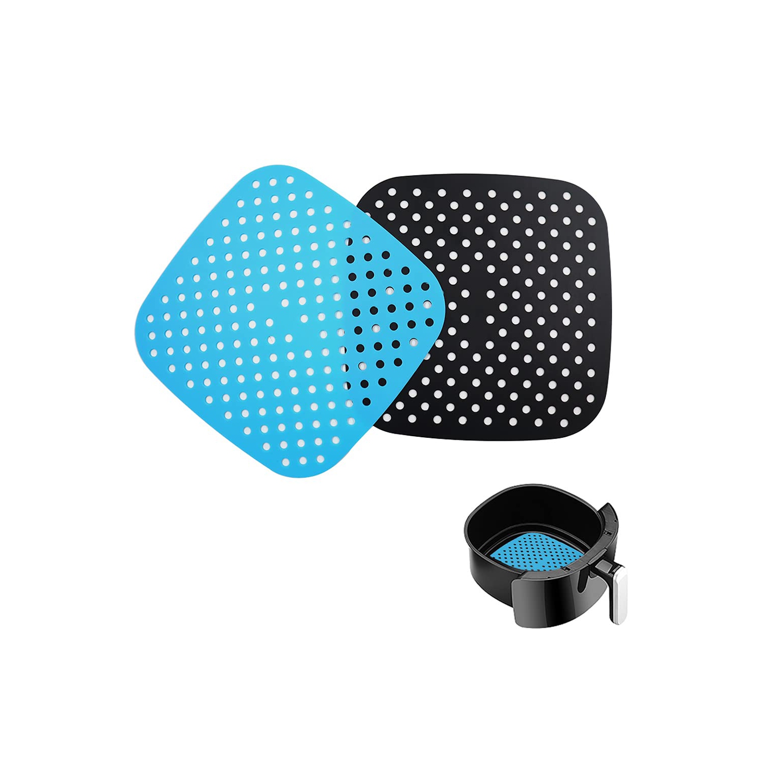 2 doublures réutilisables fritteuse à air chaud, tapis de panier carré en silicone fritteuse à air chaud de 8.5 po, accessoires fritteuse à air chaud