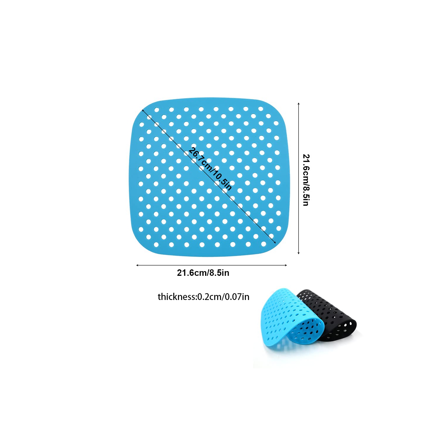 2 doublures réutilisables fritteuse à air chaud, tapis de panier carré en silicone fritteuse à air chaud de 8.5 po, accessoires fritteuse à air chaud