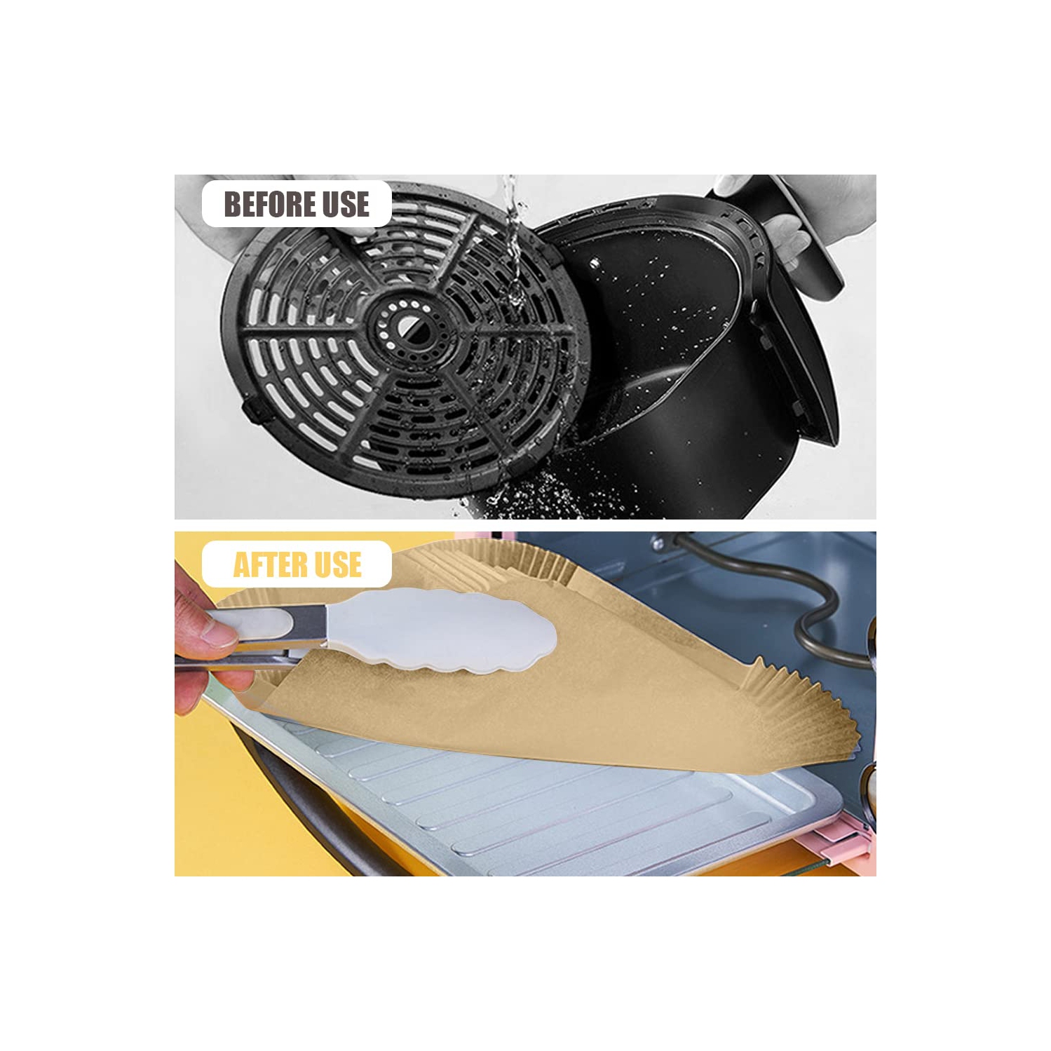 fritteuse à air chaud – Doublure en papier jetable compatible avec Ninja Dual fritteuse à air chaud, 100 pièces, rectangulaire fritteuse à air chaud,