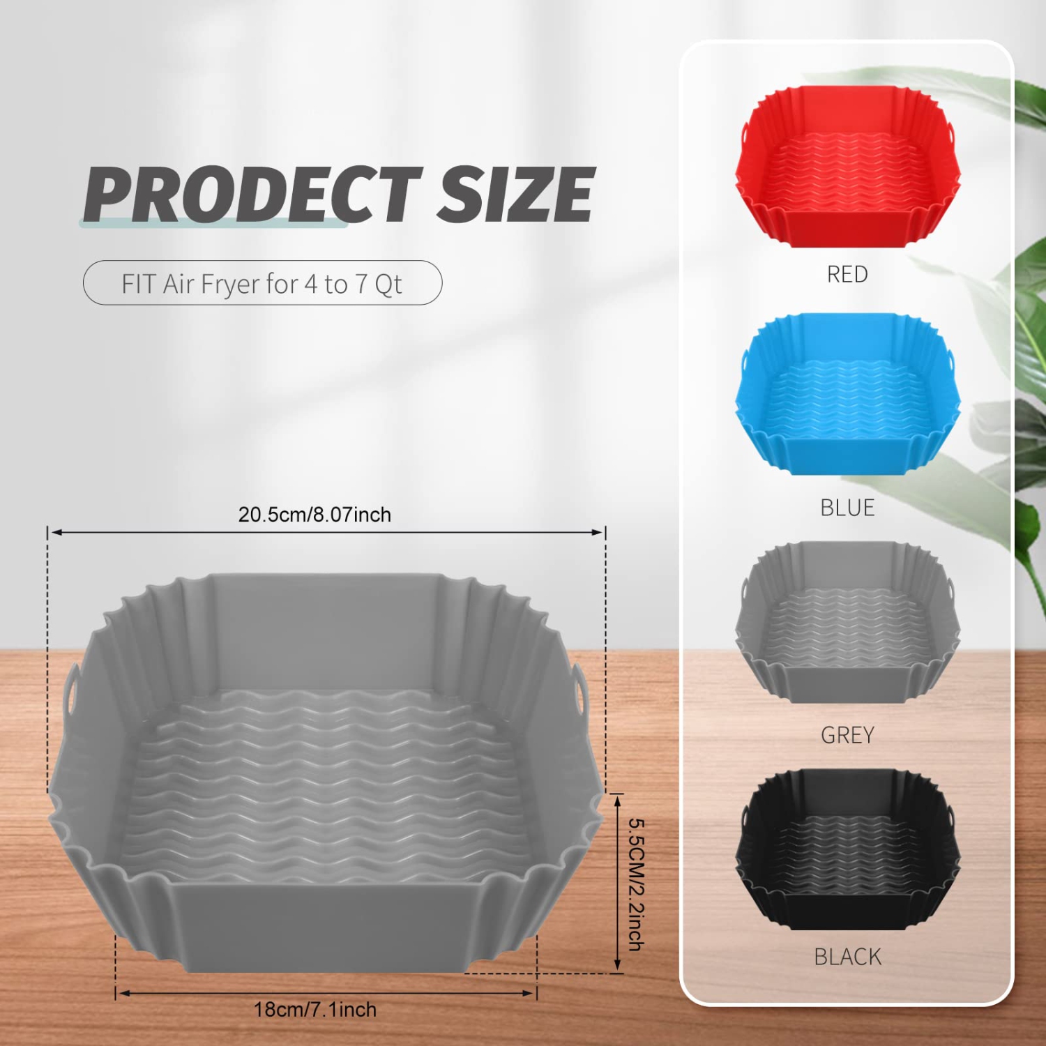 Ensemble de 4 sacs en silicone fritteuse à air chaud de 8 po pour fritteuse à air chaud batterie de rechange réutilisable de 4 à 7 pte de Square