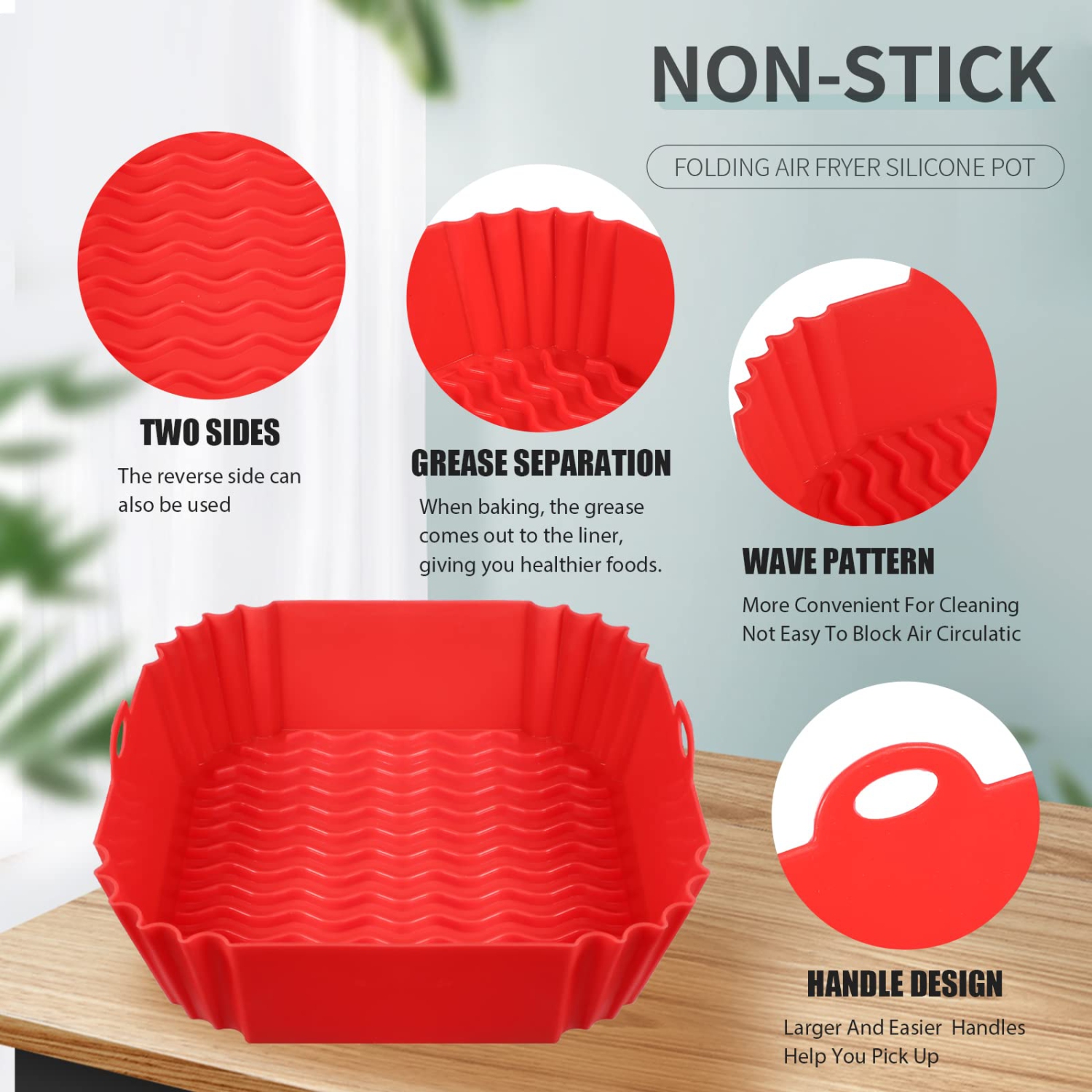 Ensemble de 4 sacs en silicone fritteuse à air chaud de 8 po pour fritteuse à air chaud batterie de rechange réutilisable de 4 à 7 pte de Square