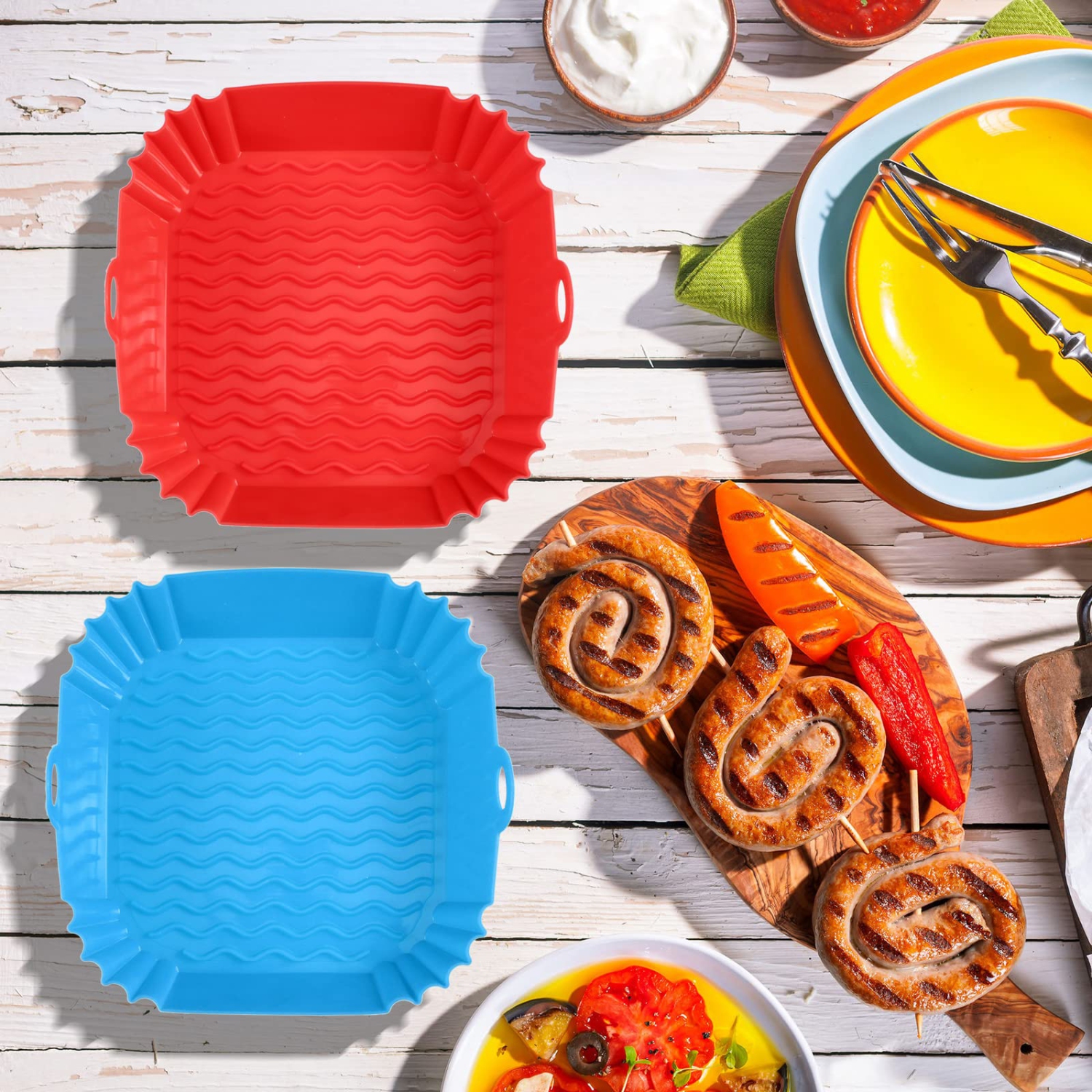 Ensemble de 4 sacs en silicone fritteuse à air chaud de 8 po pour fritteuse à air chaud batterie de rechange réutilisable de 4 à 7 pte de Square