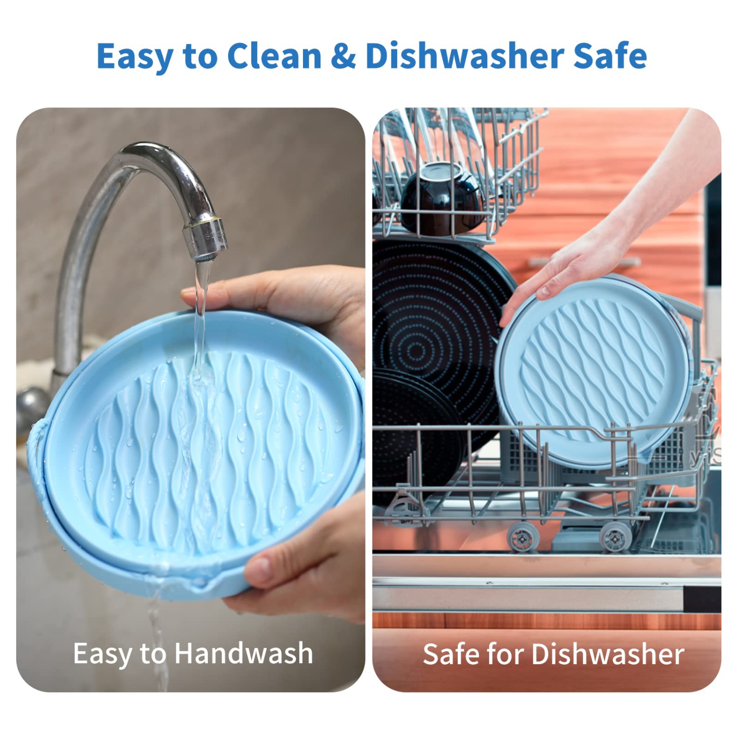 Air Fryer Silicone Pot, 8.5inch 2Pack Foldable Air Fryer Silicone Liners, Non Stick Food Safe Air Fryer Pad, Replacement of