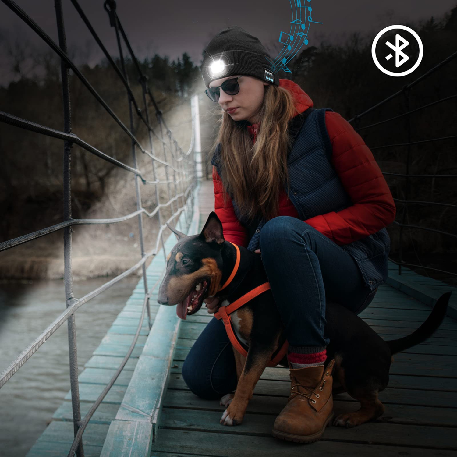 Tuque unisexe Bluetooth à DEL avec lumière, cadeau pour papa Boyfriend Him pour garçons cadeaux pour hommes femmes Gris