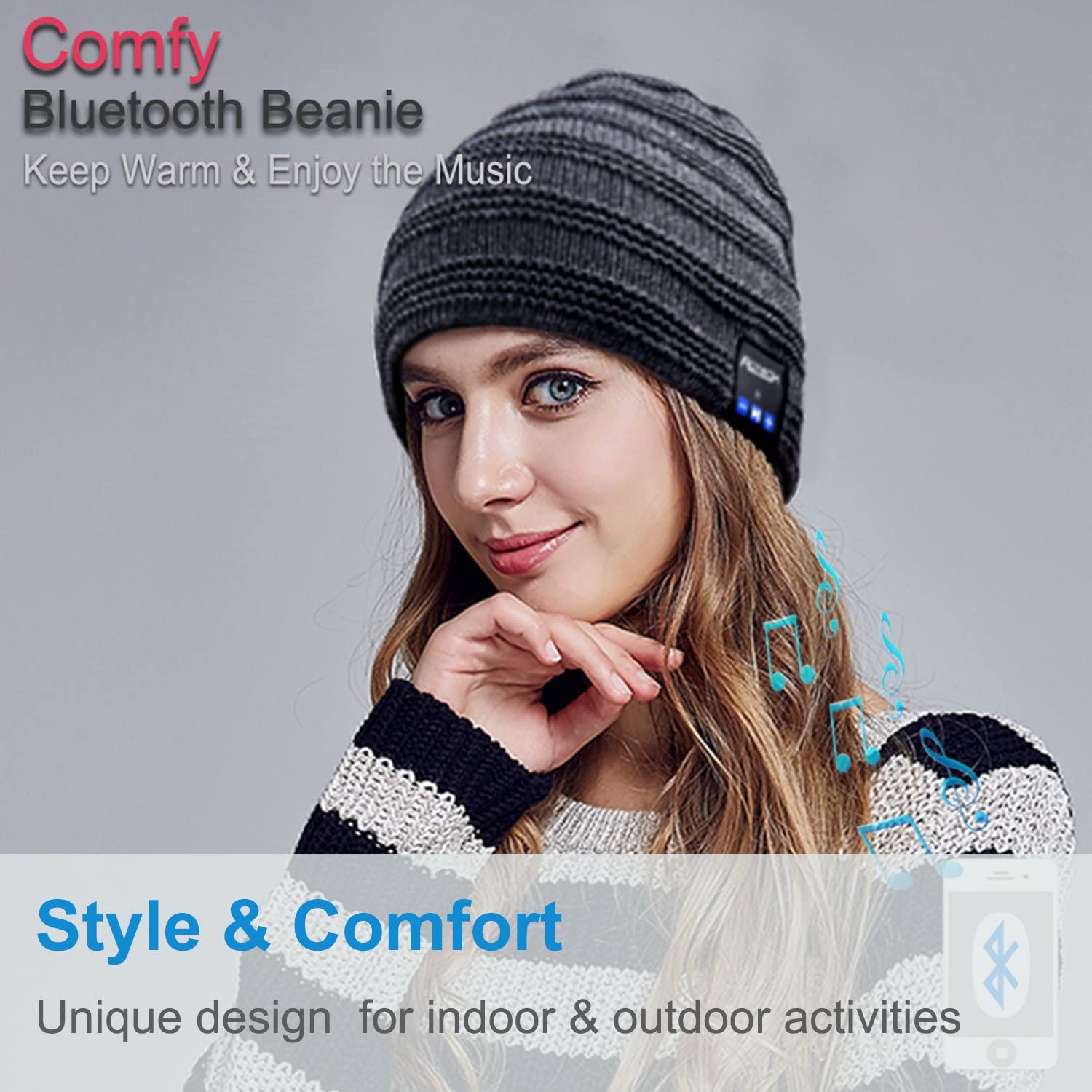 Bluetooth Beanie Hat Unisex Winter Cap