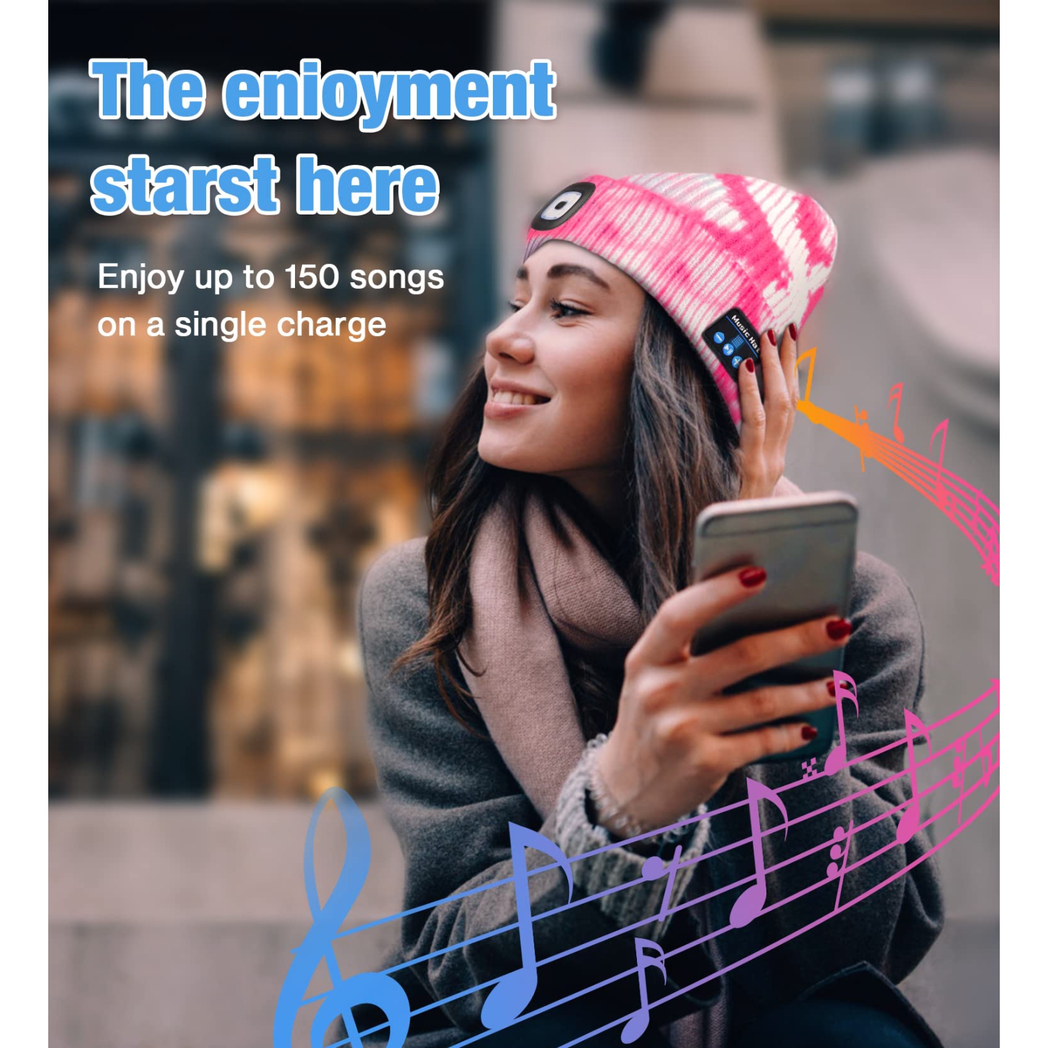 Bonnet Bluetooth avec lumière, cadeaux pour femmes, chapeau à DEL rechargeable pour hommes, chapeau haut-de-forme unisexe avec chapeau haut de gamme