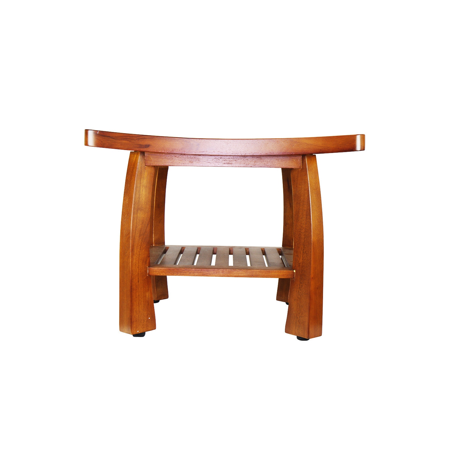 Oceanstar Solid Wood Spa Bench with Storage Shelf, Teak Color Finish