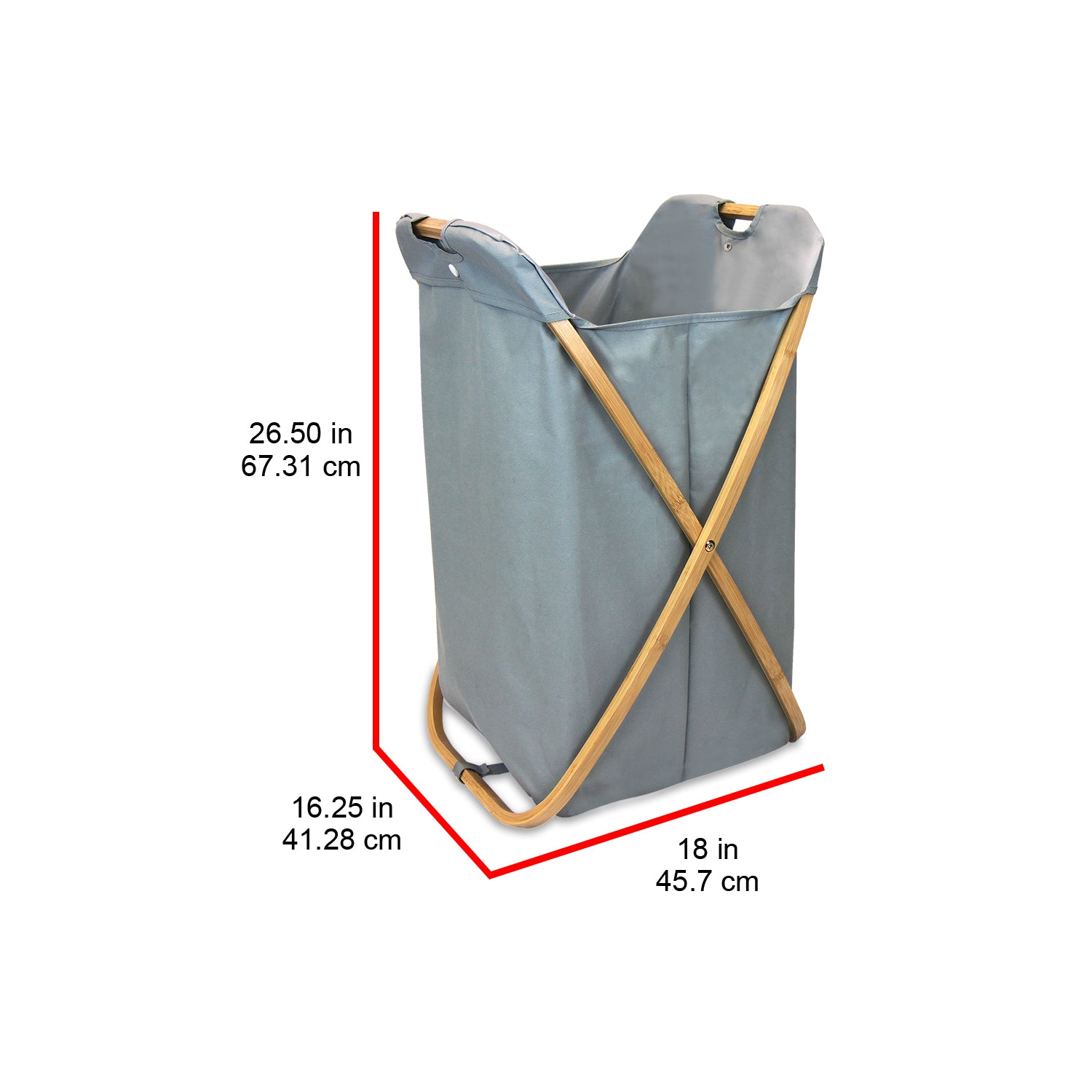 Oceanstar Bamboo Folding X-Frame Laundry Hamper Sorter