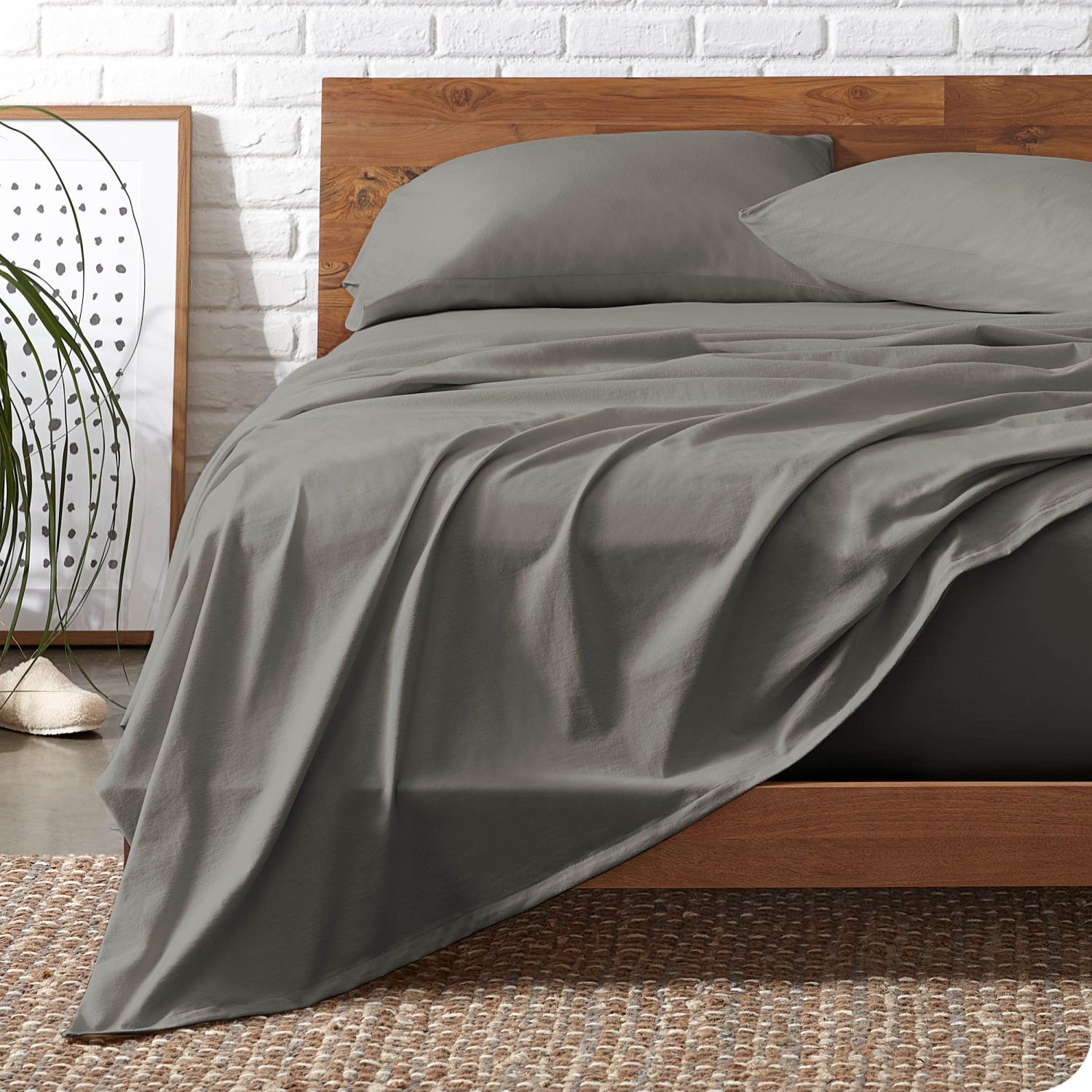 Draps en flanelle biologique Bare Home 100 % coton, velours doux, épais. - Double brossé - Deep Pocket