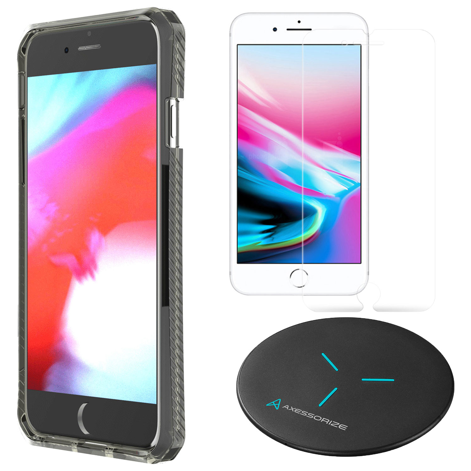 Axessorize Essential Bundle with Case, Screen Protector & Wireless Charger for iPhone SE