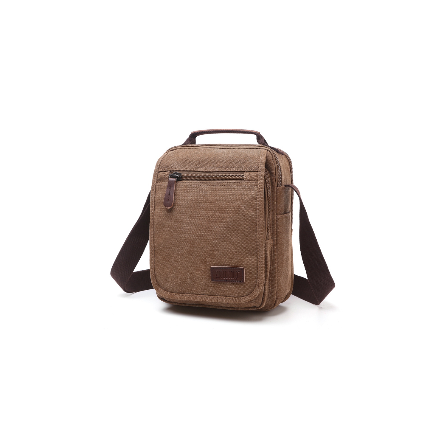 Small Canvas Messenger Bag, Crossbody Shoulder Bags Vertical Satchel Purse for Travel Work Business Men Women, Black