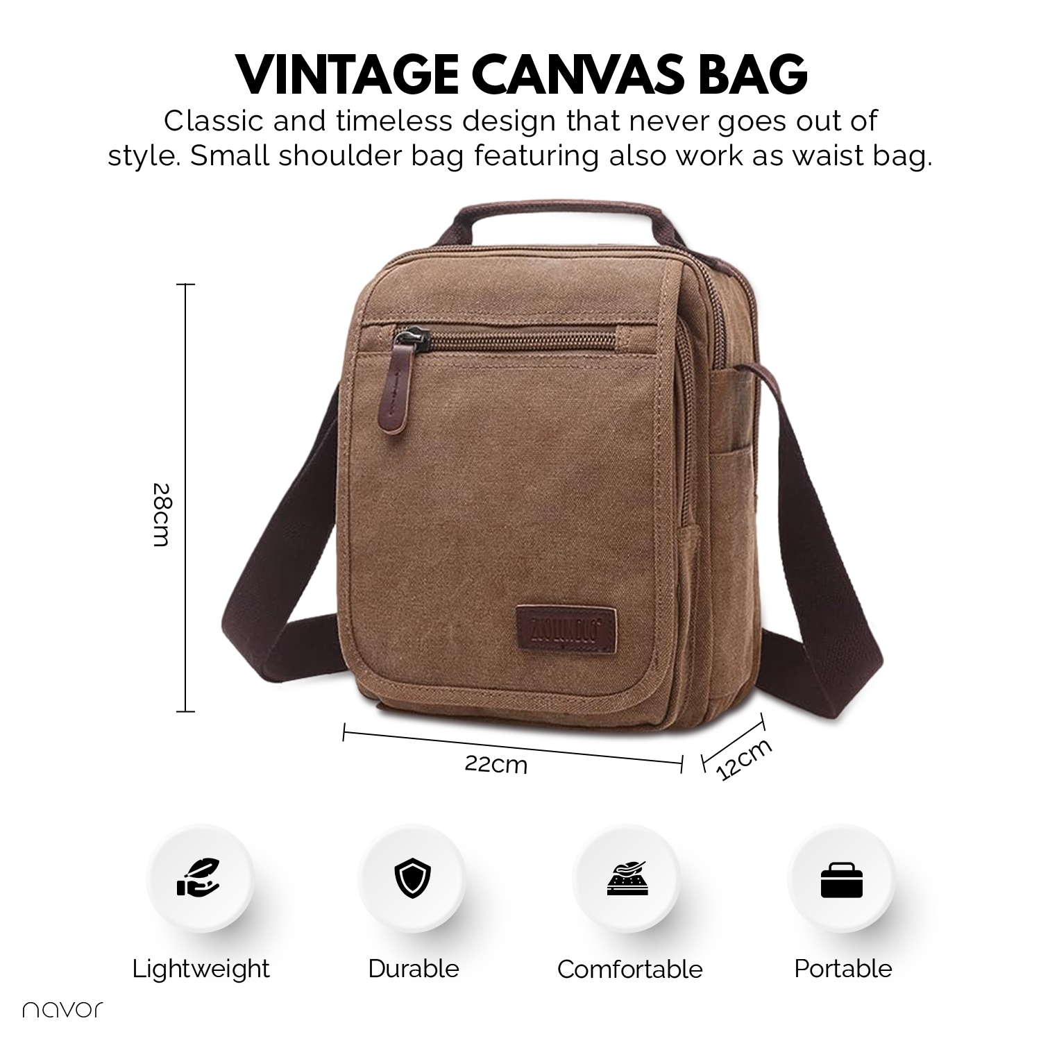 Small Canvas Messenger Bag, Crossbody Shoulder Bags Vertical Satchel Purse for Travel Work Business Men Women, Black