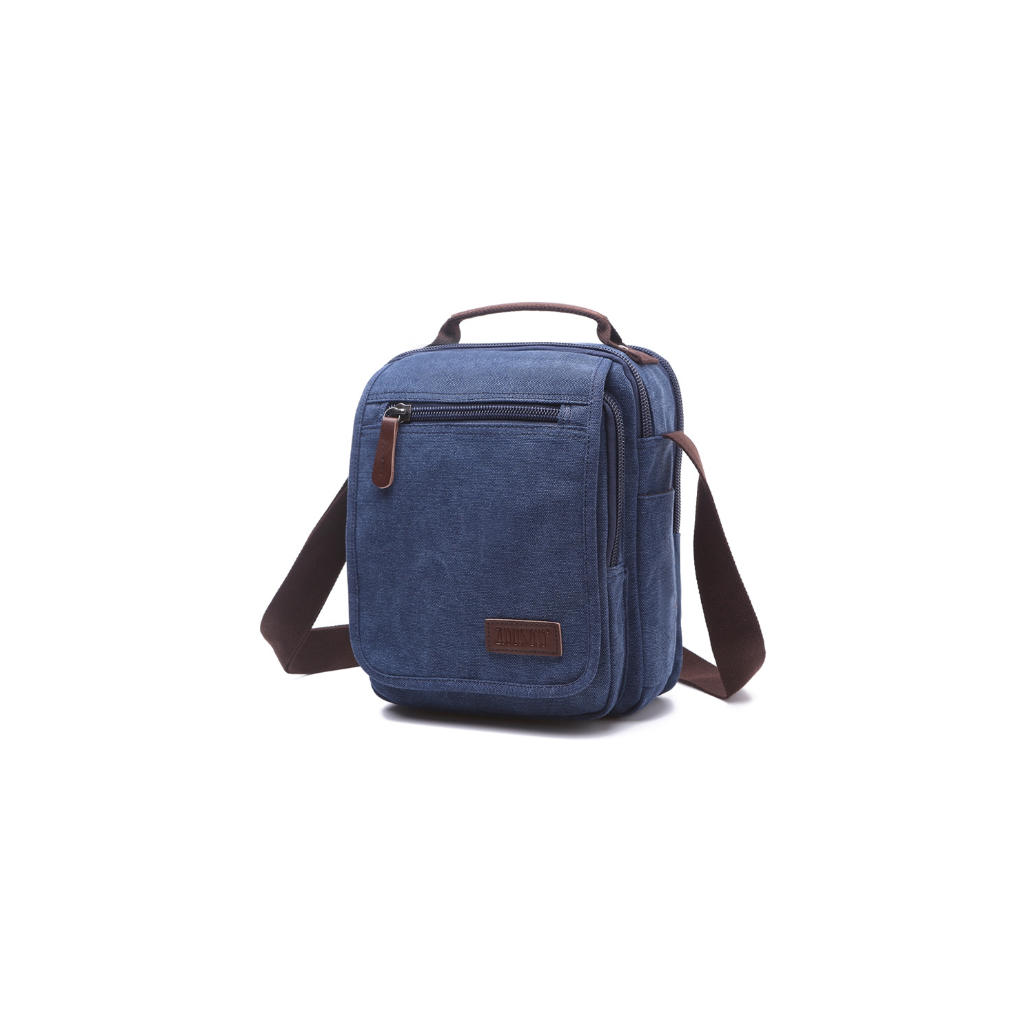 Small Canvas Messenger Bag, Crossbody Shoulder Bags Vertical Satchel Purse for Travel Work Business Men Women, Black