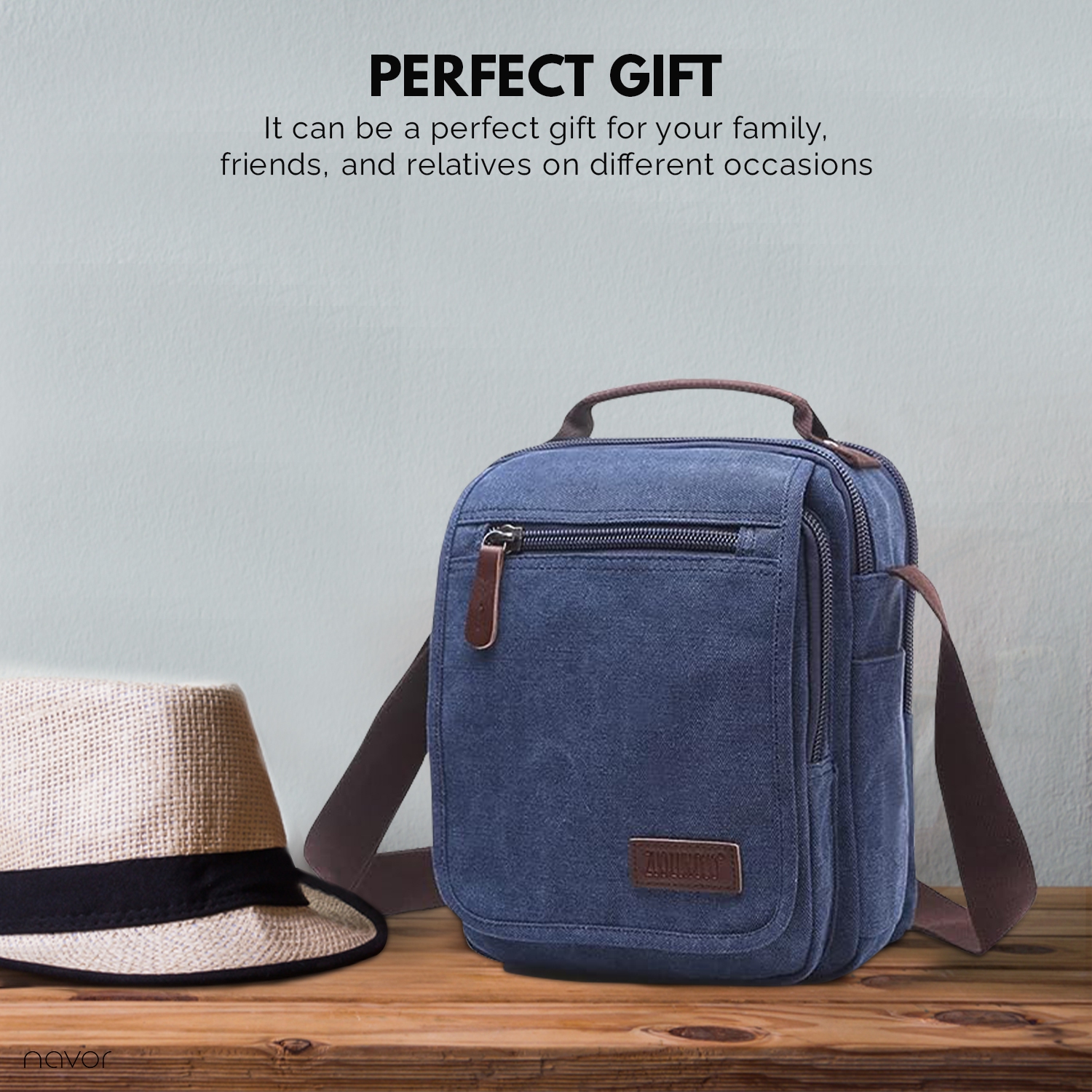 Small Canvas Messenger Bag, Crossbody Shoulder Bags Vertical Satchel Purse for Travel Work Business Men Women, Black