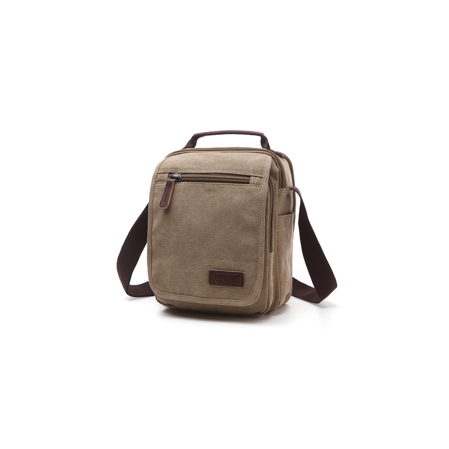 Small Canvas Messenger Bag, Crossbody Shoulder Bags Vertical Satchel Purse for Travel Work Business Men Women, Black