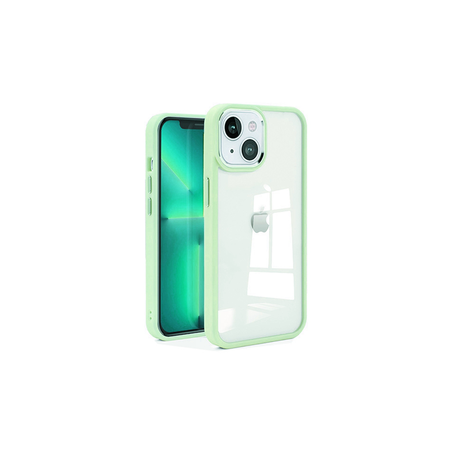 Transparent Back Matte Rubberized Hard PC Hybrid Case Cover for iPhone 14 Plus / iPhone 15 Plus, Teal