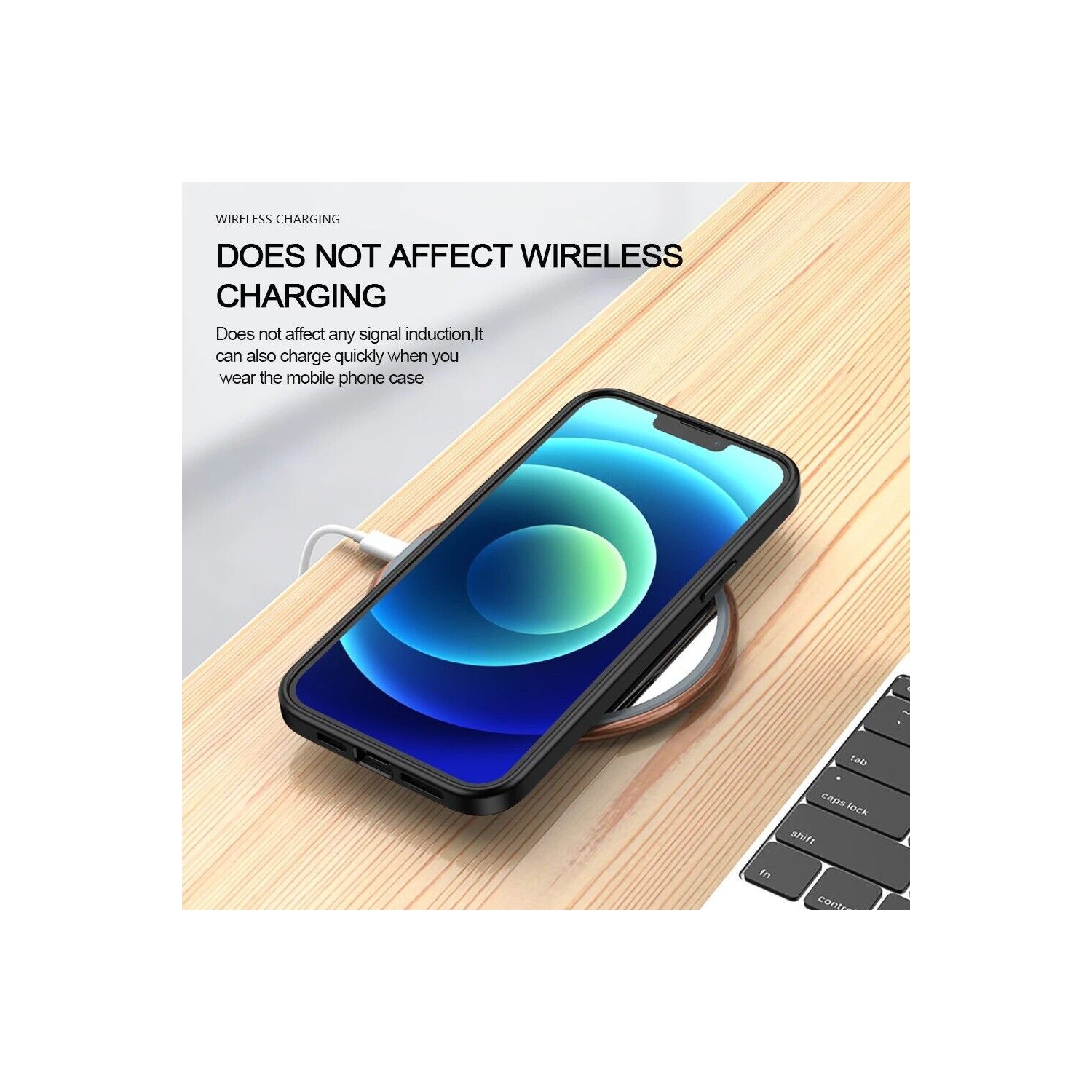 Transparent Back Matte Rubberized Hard PC Hybrid Case Cover for iPhone 14 Plus / iPhone 15 Plus, Black