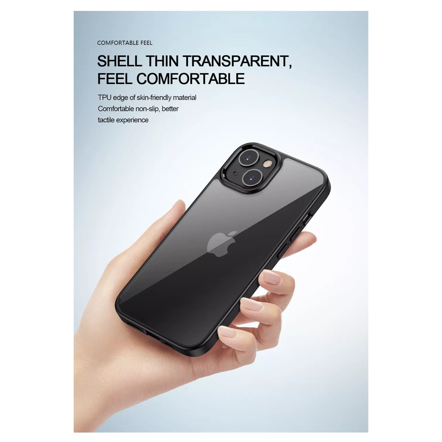 Étui hybride en PC dur caoutchouté mat avec dos transparent pour iPhone 14 Pro Max, bleu sarcelle