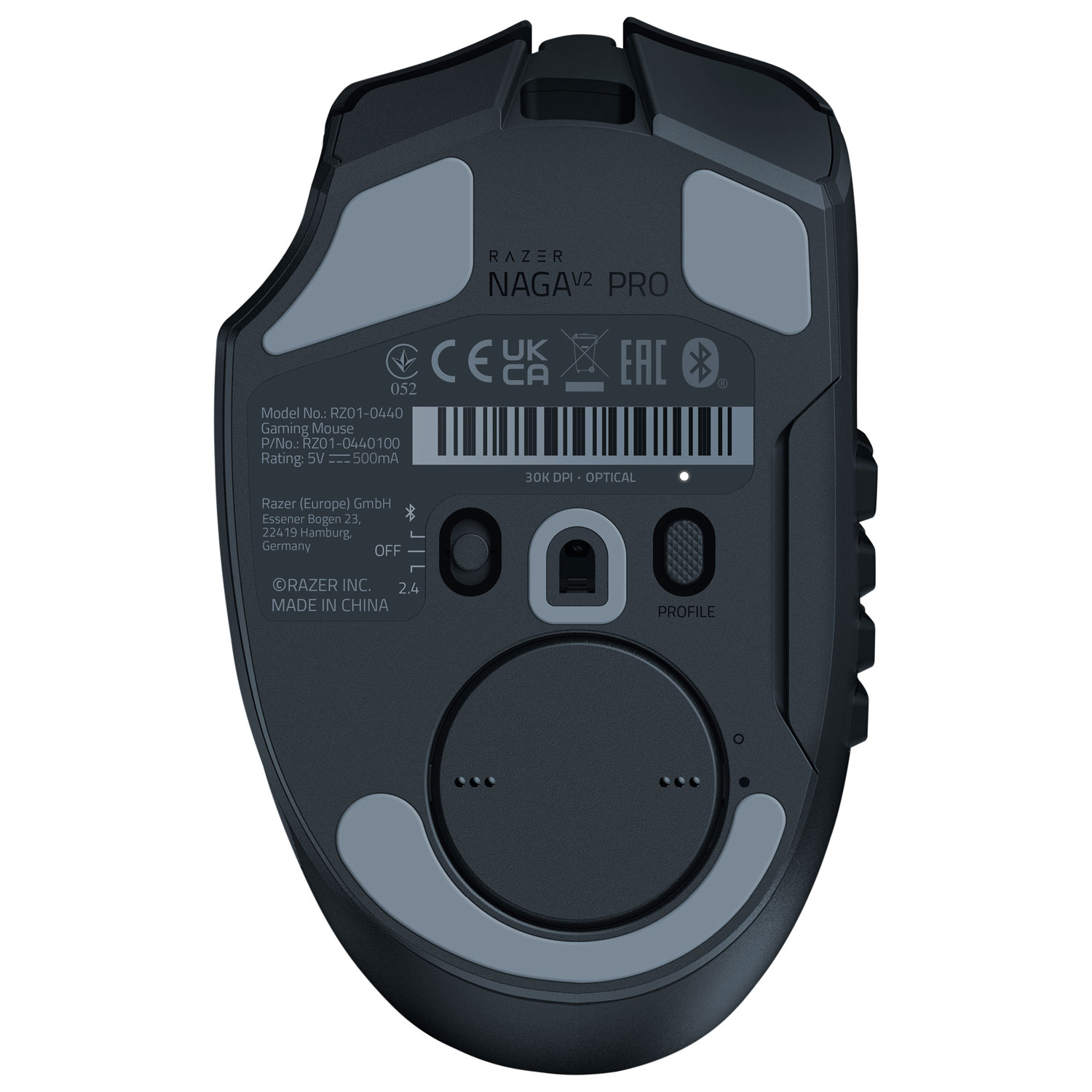 Souris de jeu optique Bluetooth de 30 000 ppp Naga V2 Pro de Razer - Noir