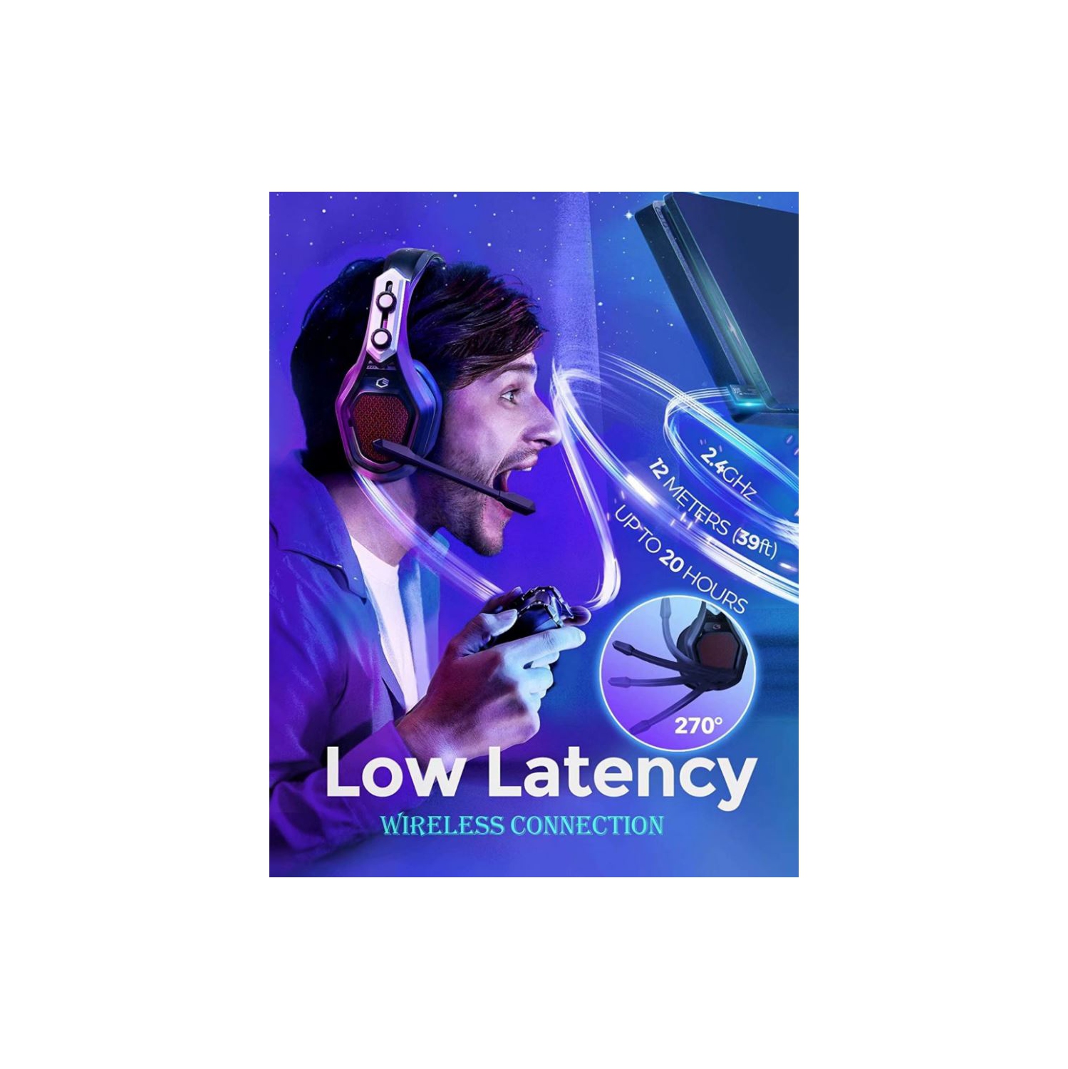 Boîte ouverte - Casque de jeu sans fil Mpow Iron Pro , casque d’écoute avec fil 3,5 mm pour Xbox et casque d’écoute sans fil USB