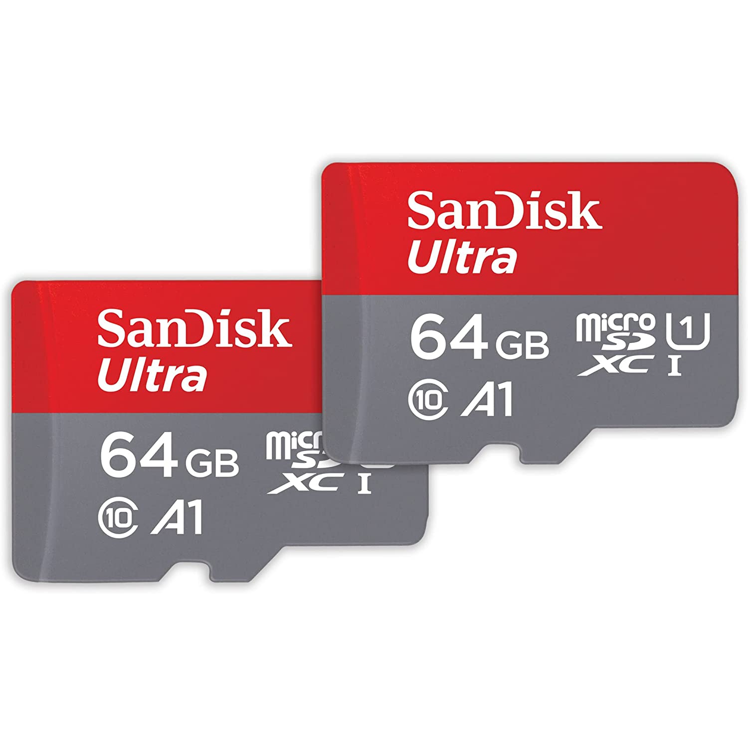 2-pack SanDisk 64GB Ultra Micro SDXC Memory Card - (SDSQUAB-064G-GN6MT) + Adapter
