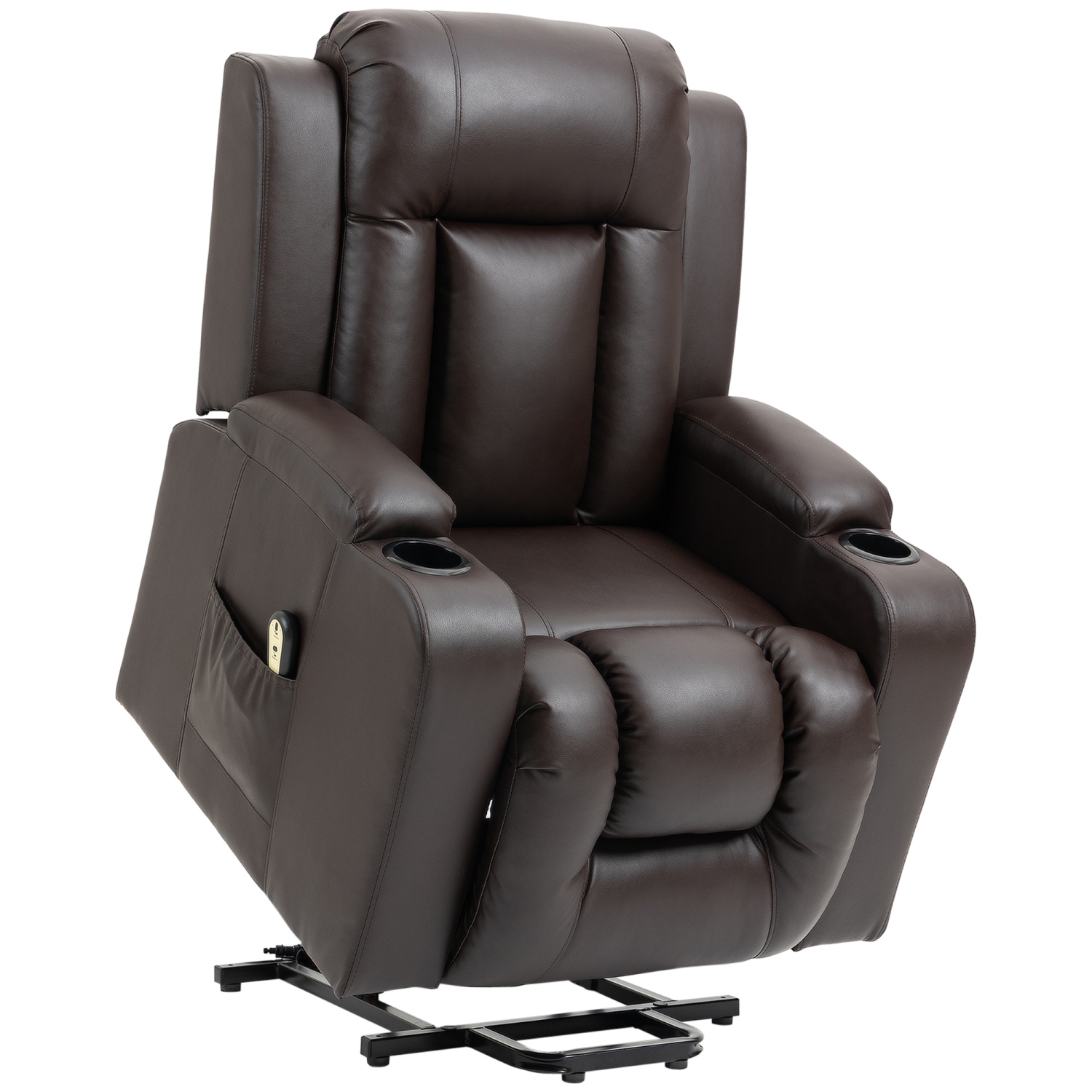 Fauteuil inclinable électrique pour personnes âgées de HOMCOM, fauteuil inclinable en cuir PU avec repose-pieds, télécommande, pochettes latérales et