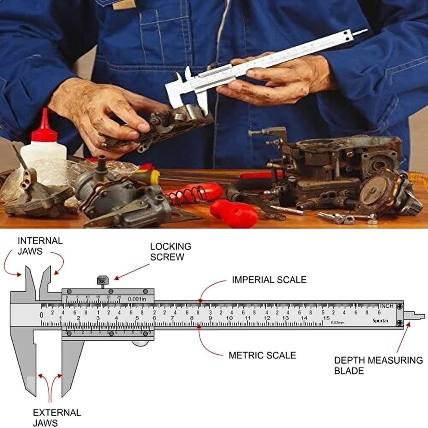 Professional Quality Stainless Steel Vernier Caliper Non-Digital Vernier Caliper Micrometer Measuring Tool