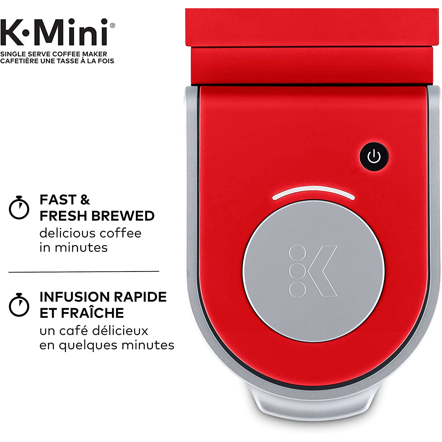 Keurig K-Mini Single Serve K-Cup Pod Coffee Maker, avec un design ultra-coule, Poppy Red