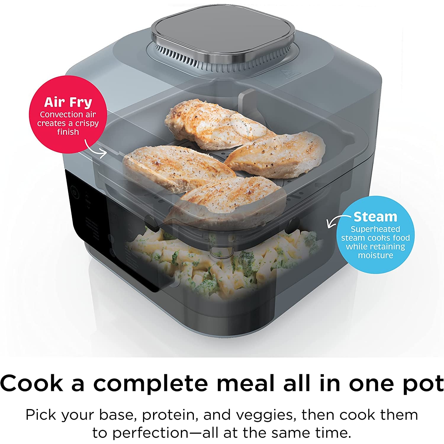 Ninja SF300C Speedi Rapid Cooker & Air Fryer, 6-Quart Capacity, 10-In-1 Functions to Bake, Roast, Sear, Sauté, Slow Cook, Souse Vide & More,