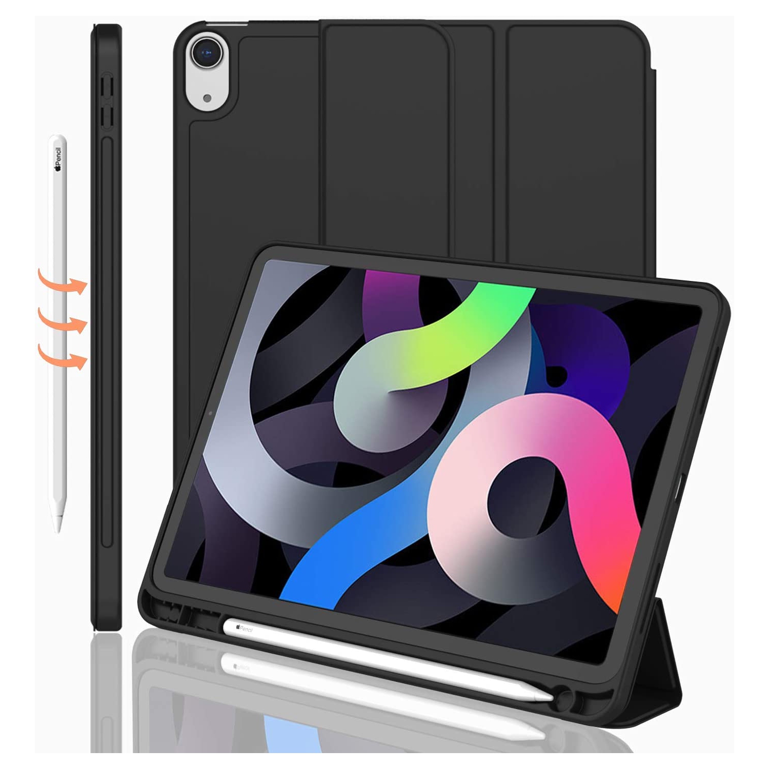 [CS] Étui-support magnétique mince avec mise en veille/éveil automatique et porte-stylet pour iPad 10ᵉ gén Air. /IPad 11ᵉ gén, noir