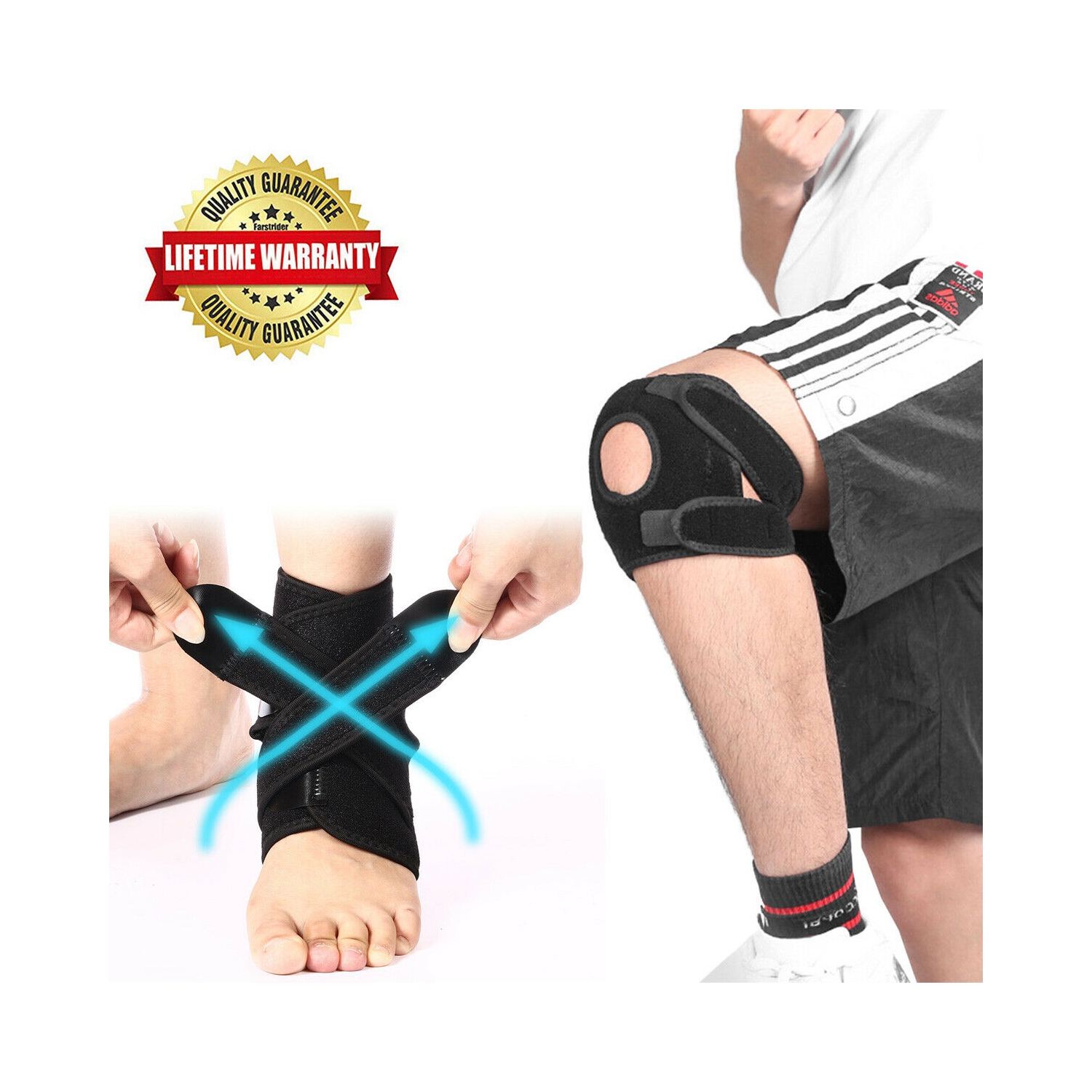 Breathable Adjustable Compression Sleeve Knee Support Brace/ Ankle Support Brace